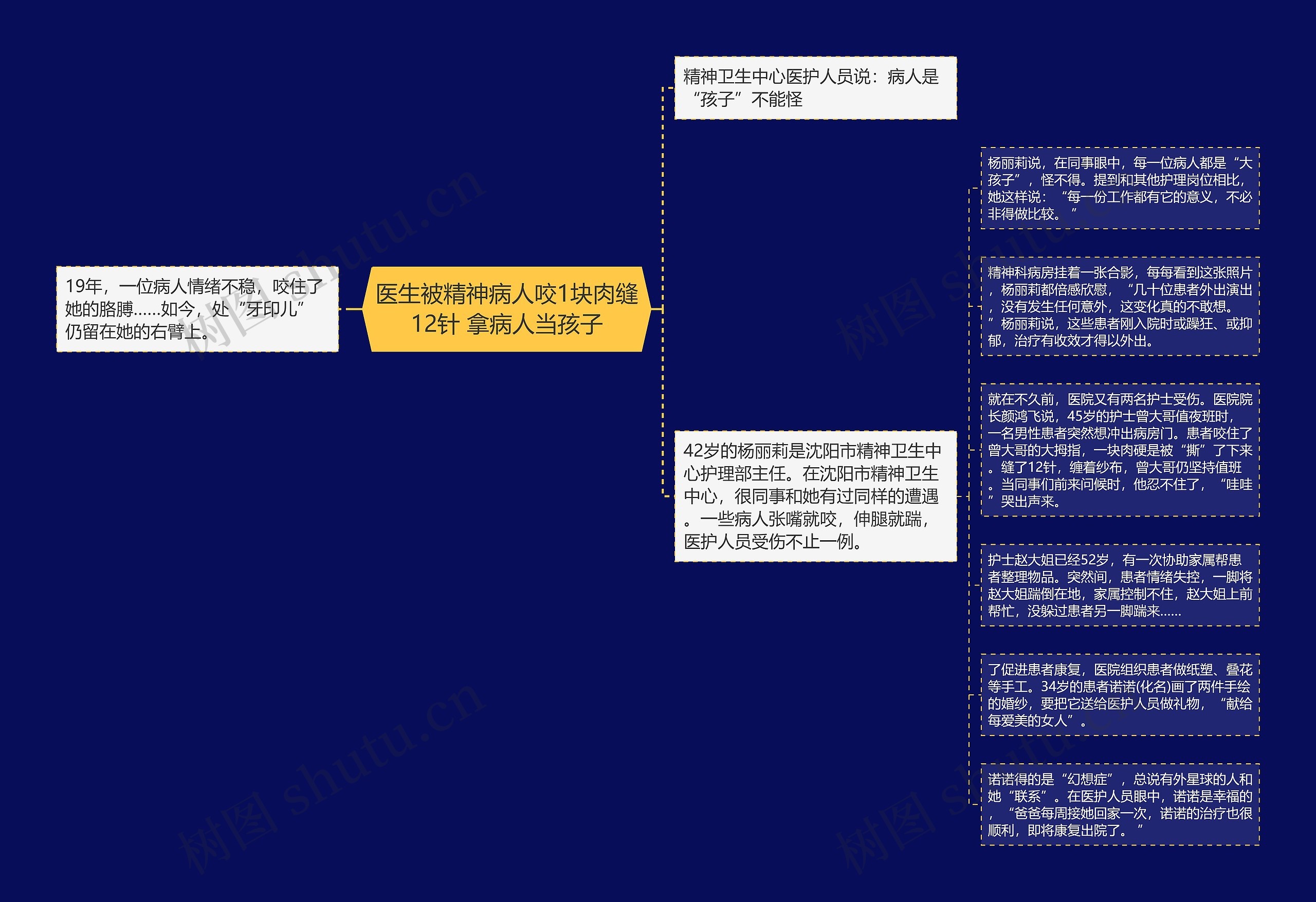 医生被精神病人咬1块肉缝12针 拿病人当孩子思维导图