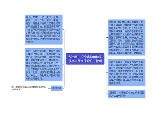 人社部：17个省份单位实现基本医疗保险统一管理