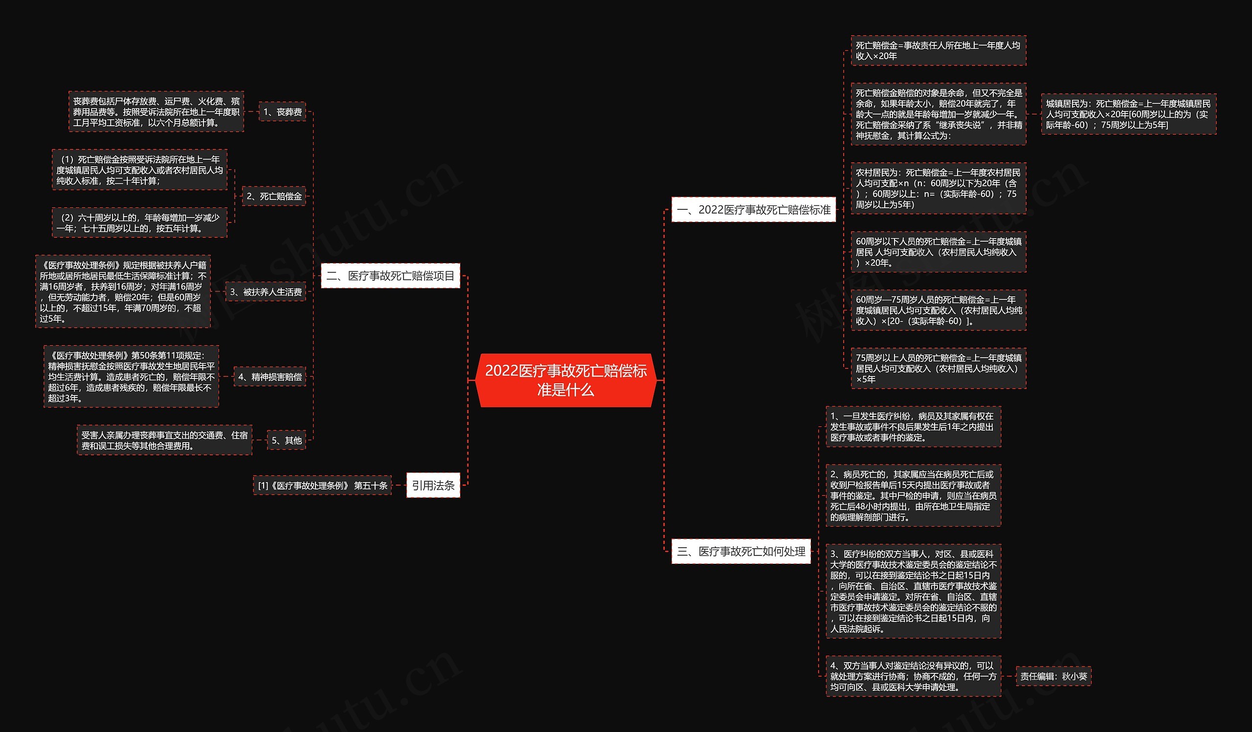 2022医疗事故死亡赔偿标准是什么思维导图