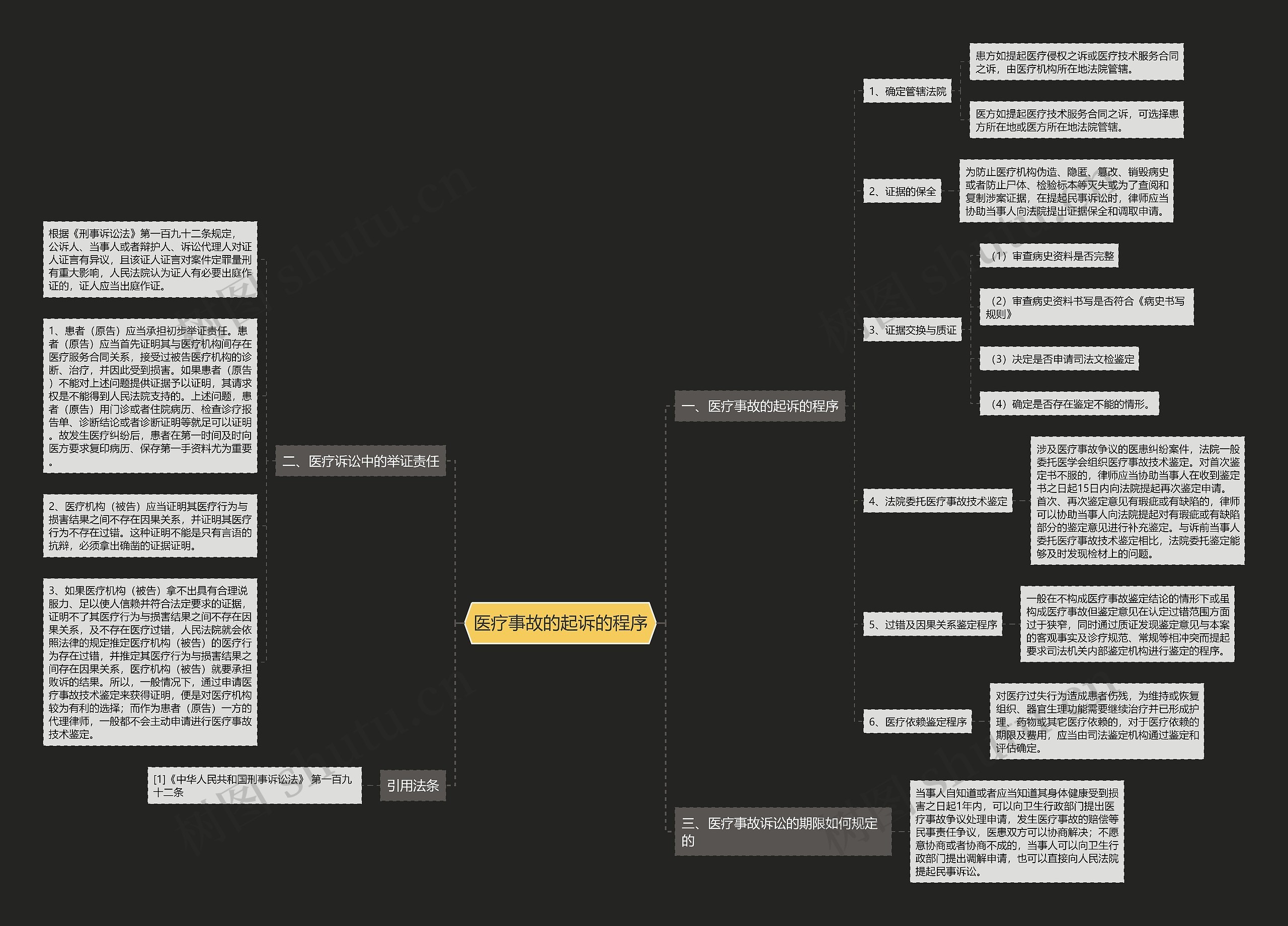 医疗事故的起诉的程序思维导图