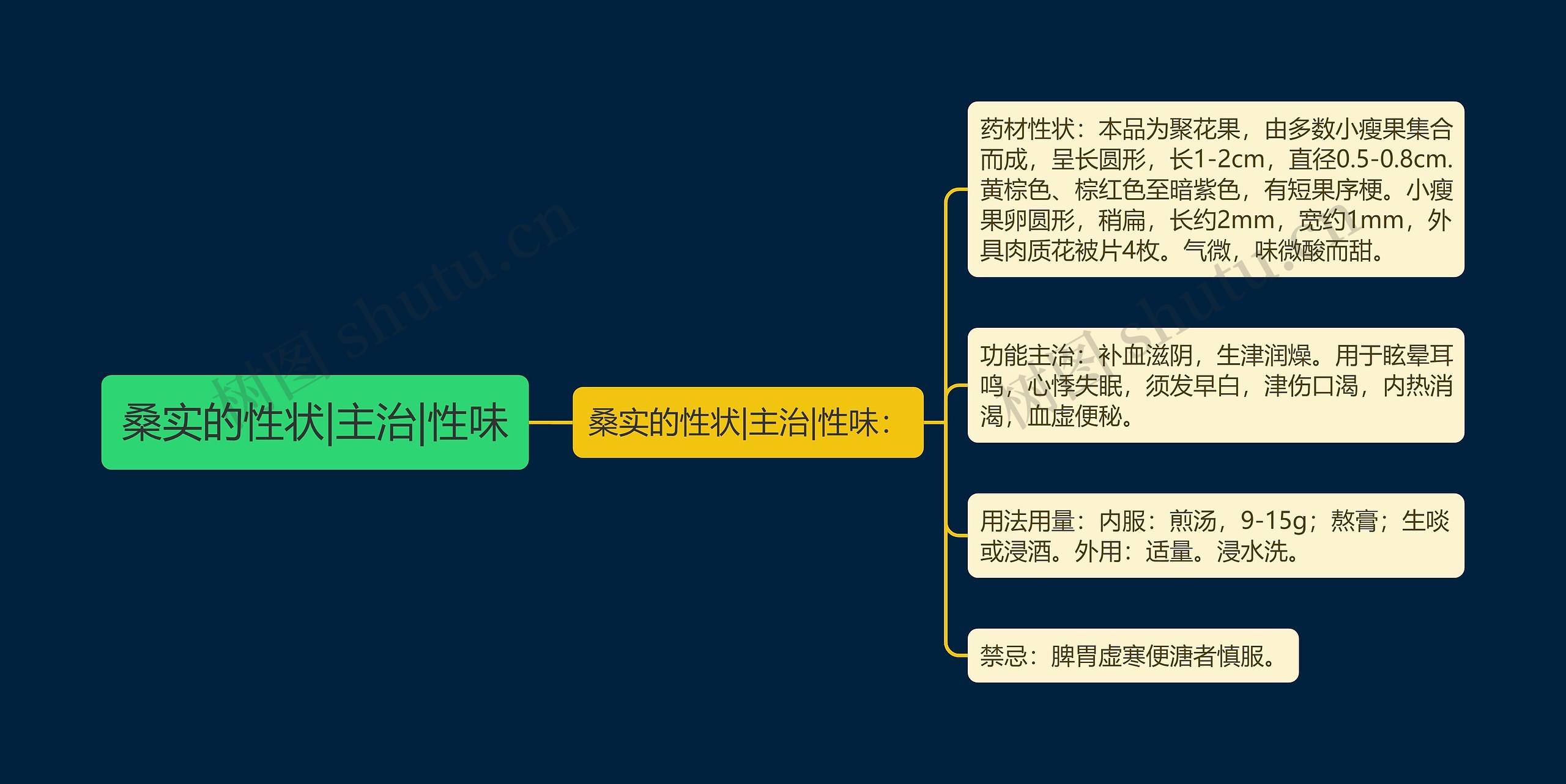 桑实的性状|主治|性味思维导图