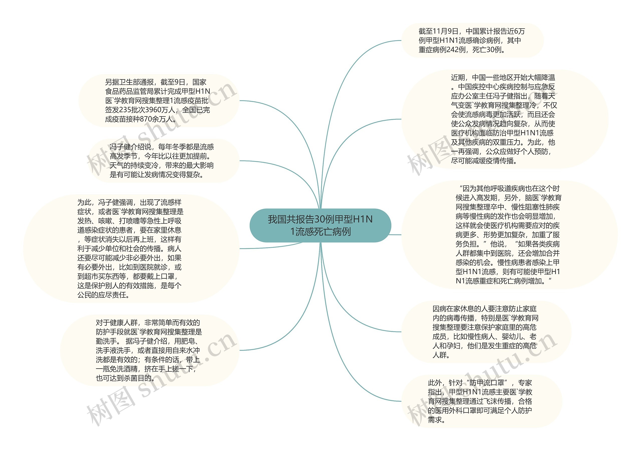 我国共报告30例甲型H1N1流感死亡病例思维导图