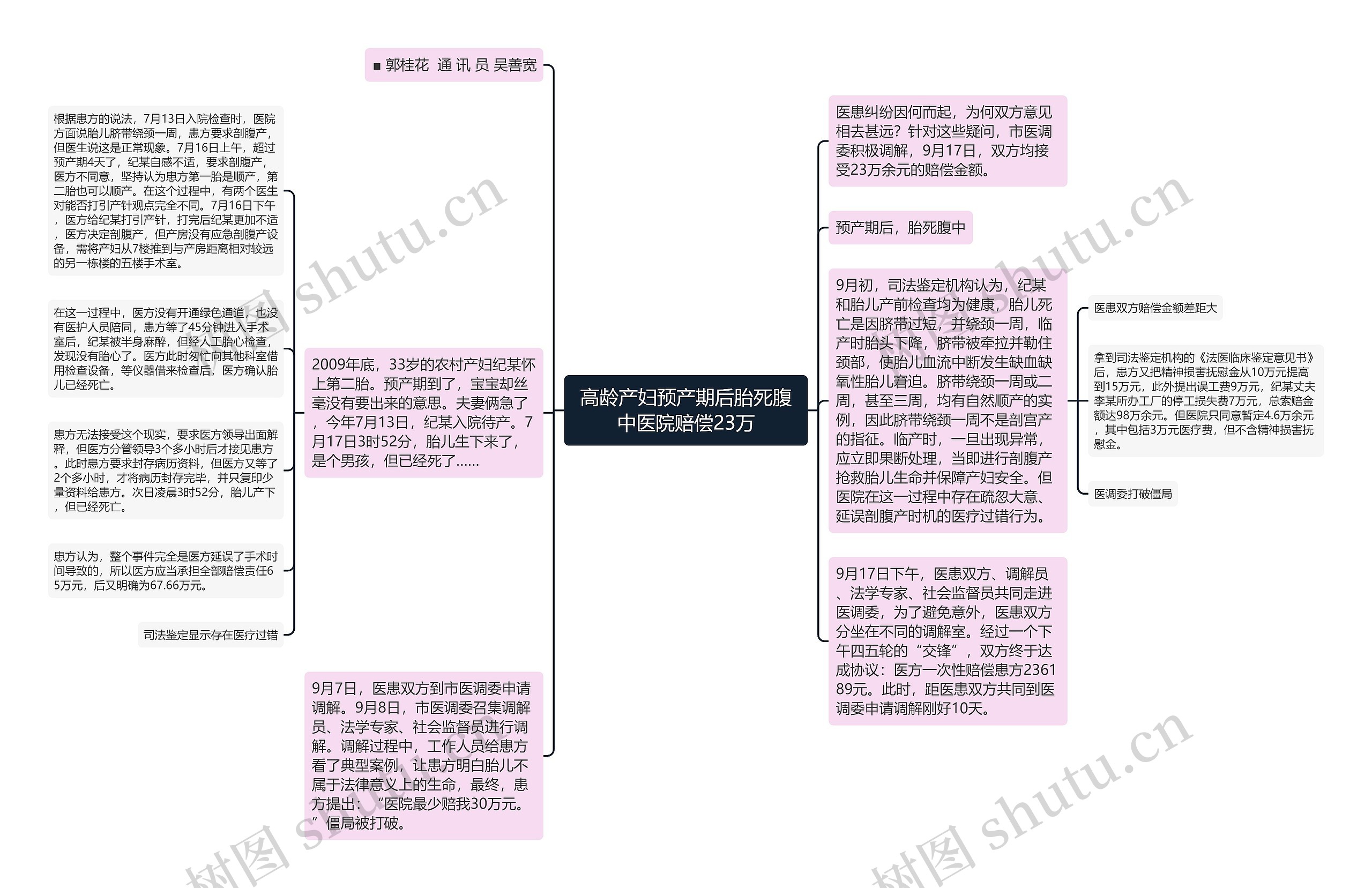 高龄产妇预产期后胎死腹中医院赔偿23万思维导图