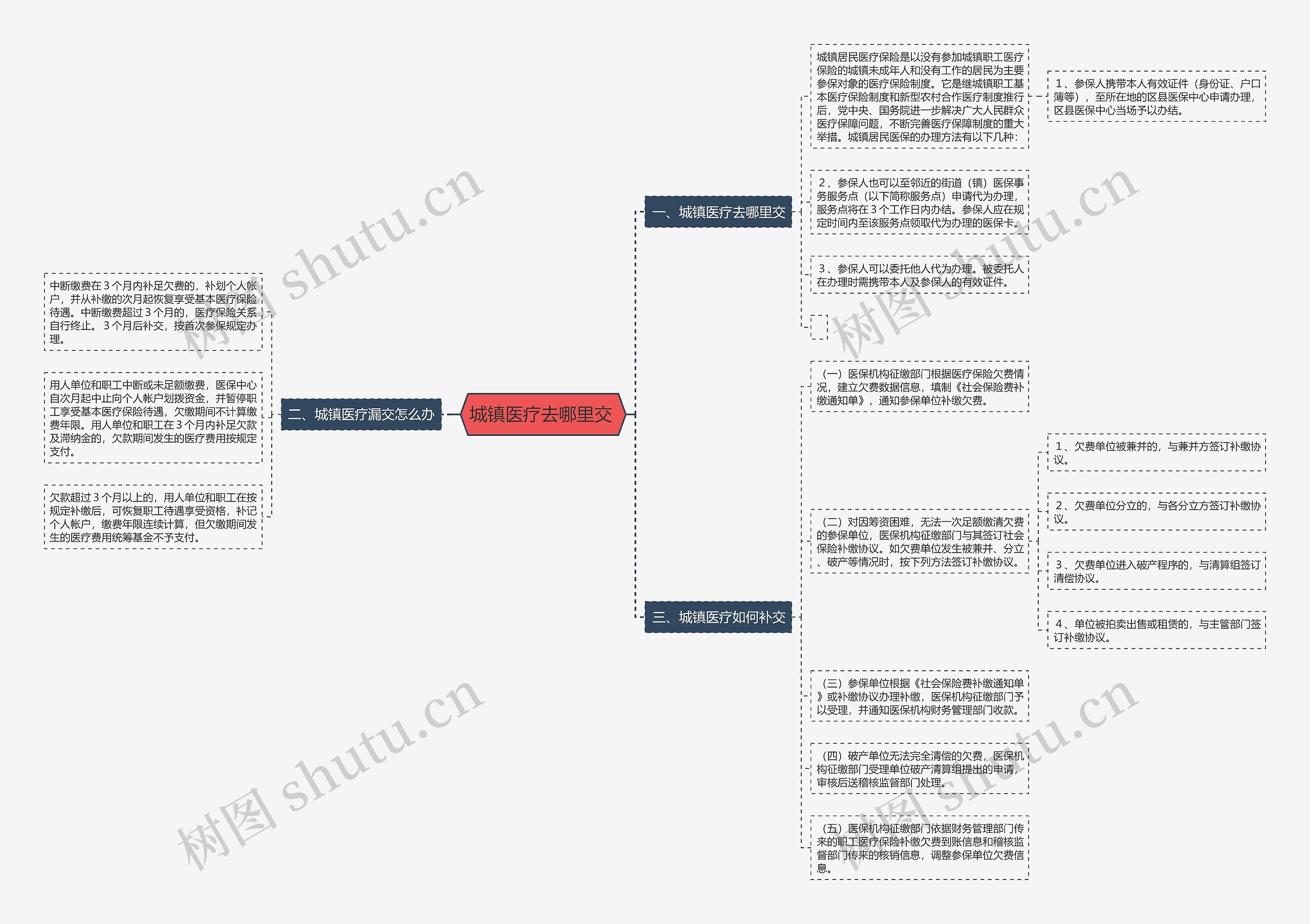 城镇医疗去哪里交 思维导图