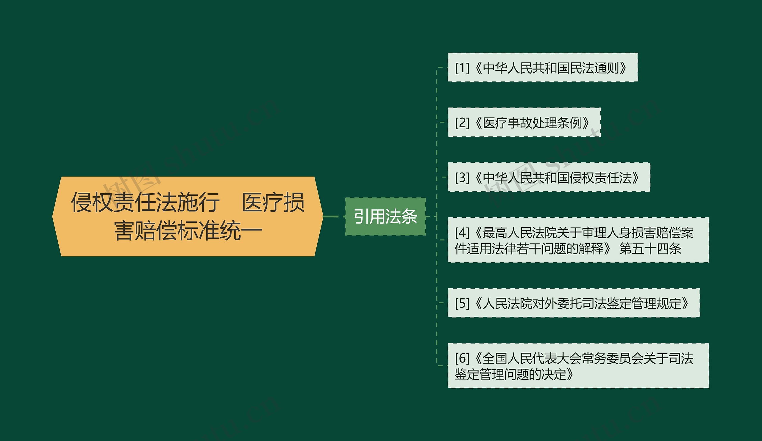 侵权责任法施行　医疗损害赔偿标准统一思维导图