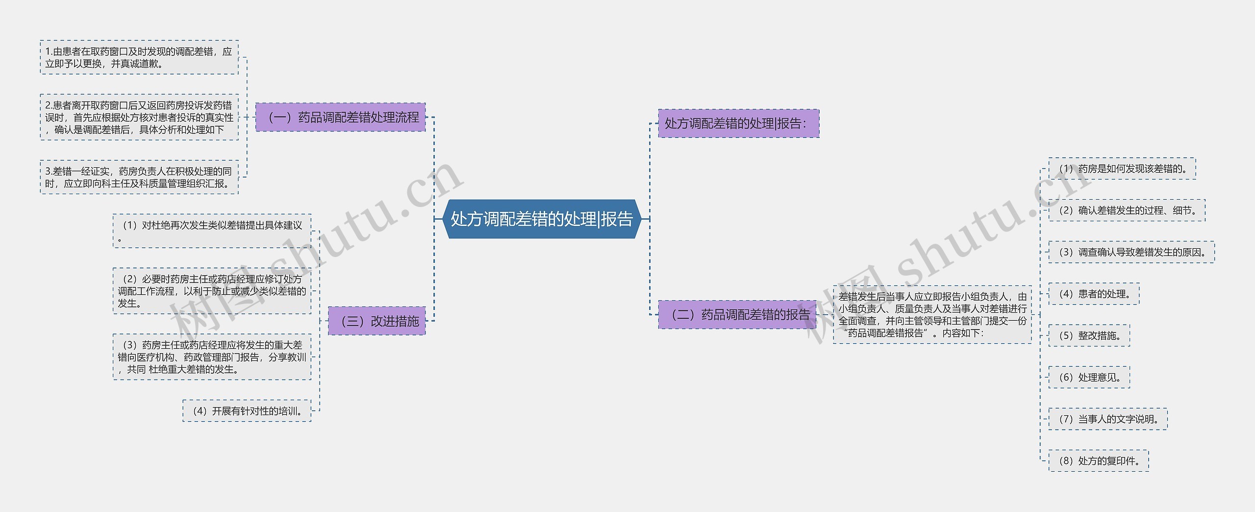 处方调配差错的处理|报告思维导图