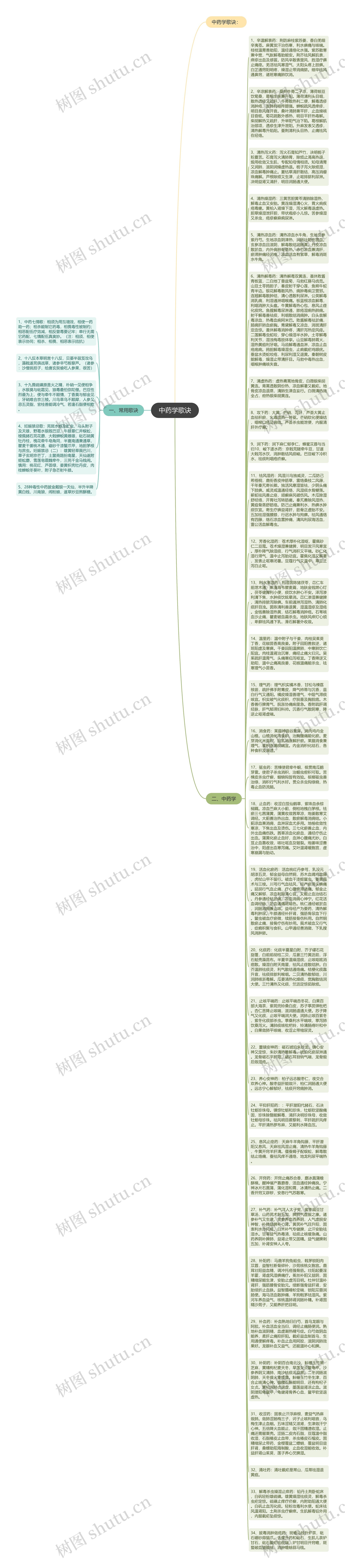 中药学歌诀思维导图