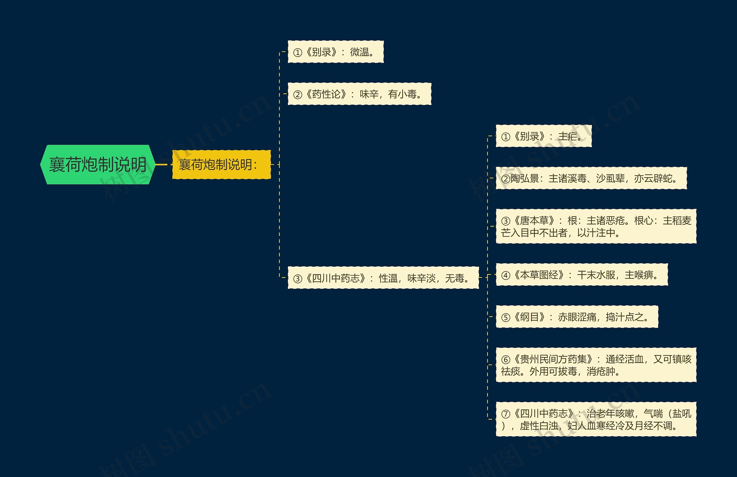 襄荷炮制说明思维导图