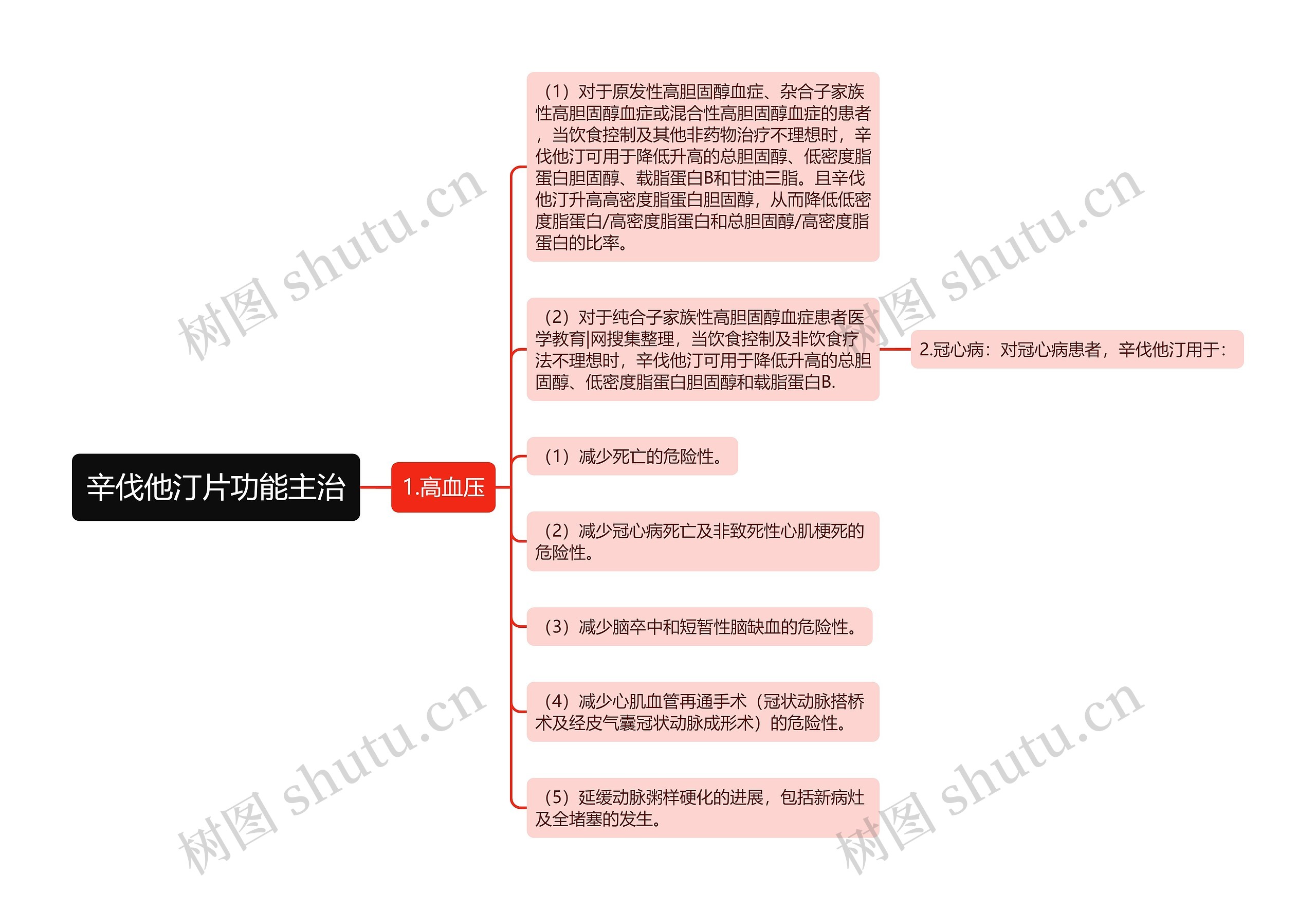 辛伐他汀片功能主治思维导图