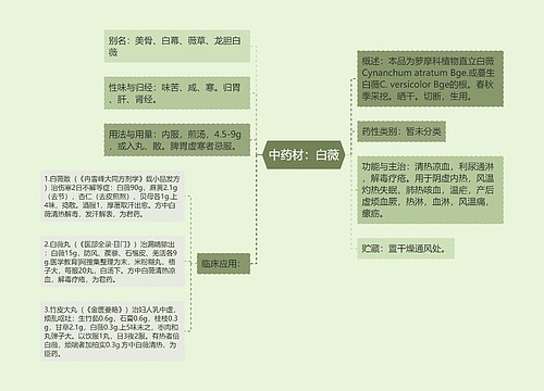 中药材：白薇思维导图