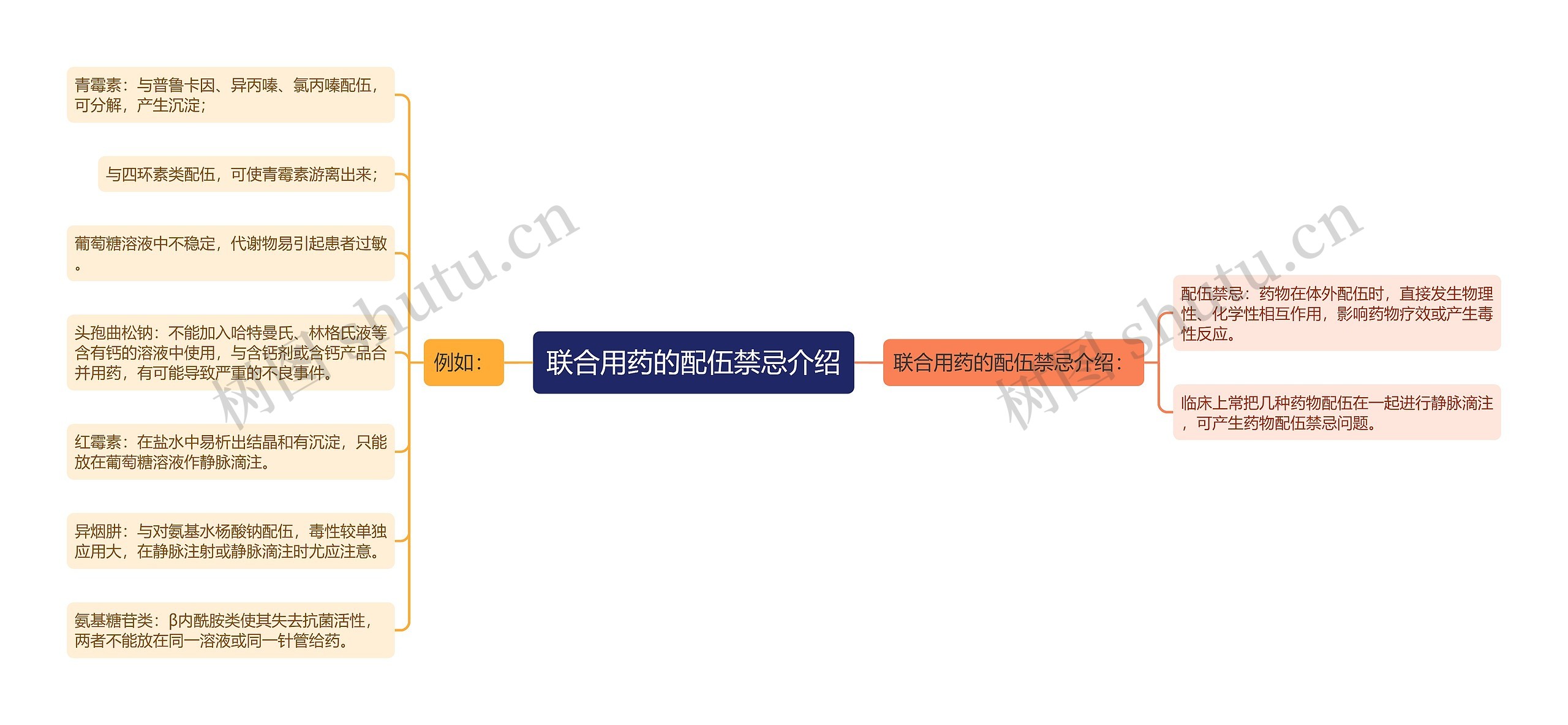 联合用药的配伍禁忌介绍思维导图