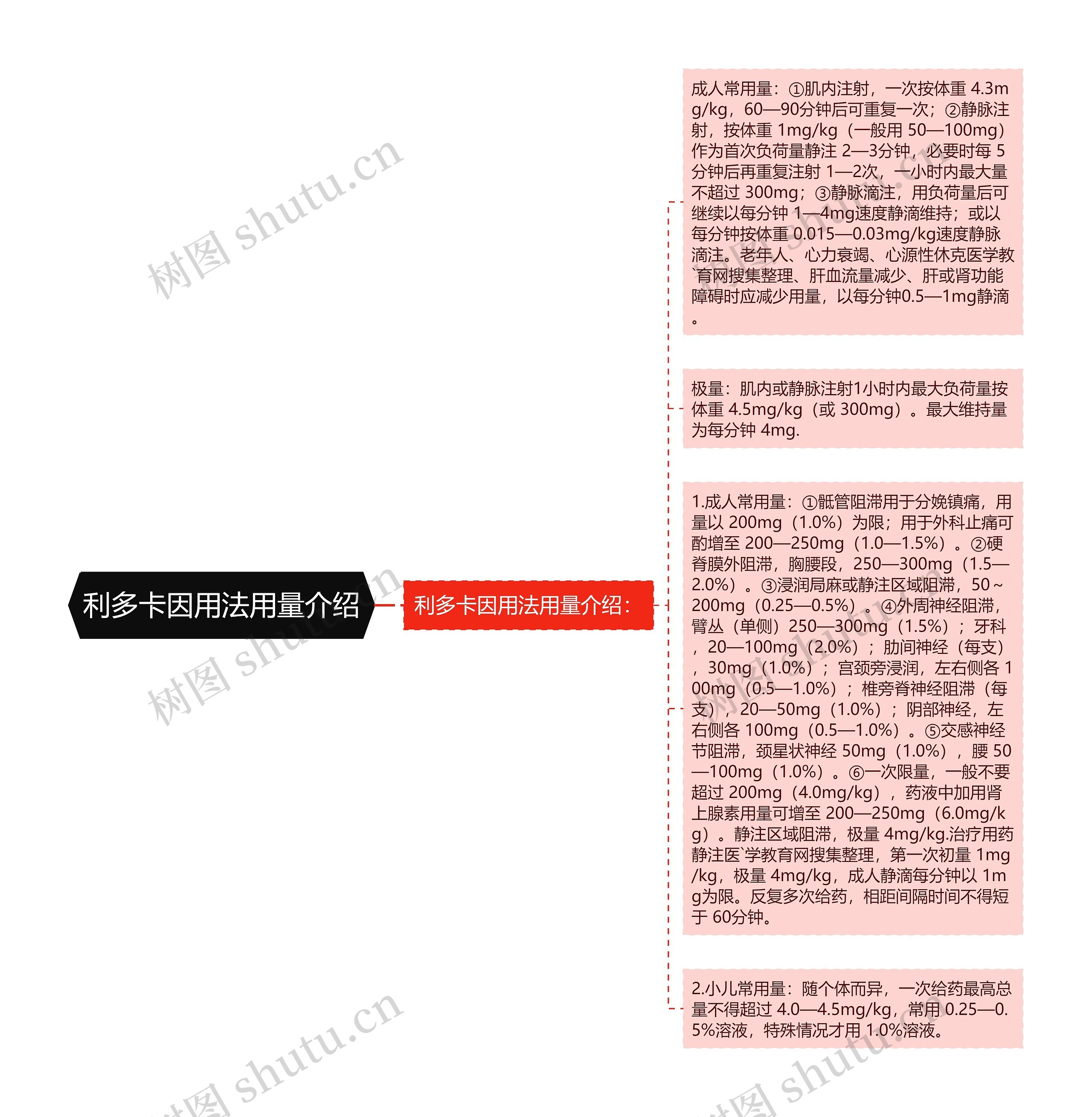 利多卡因用法用量介绍思维导图