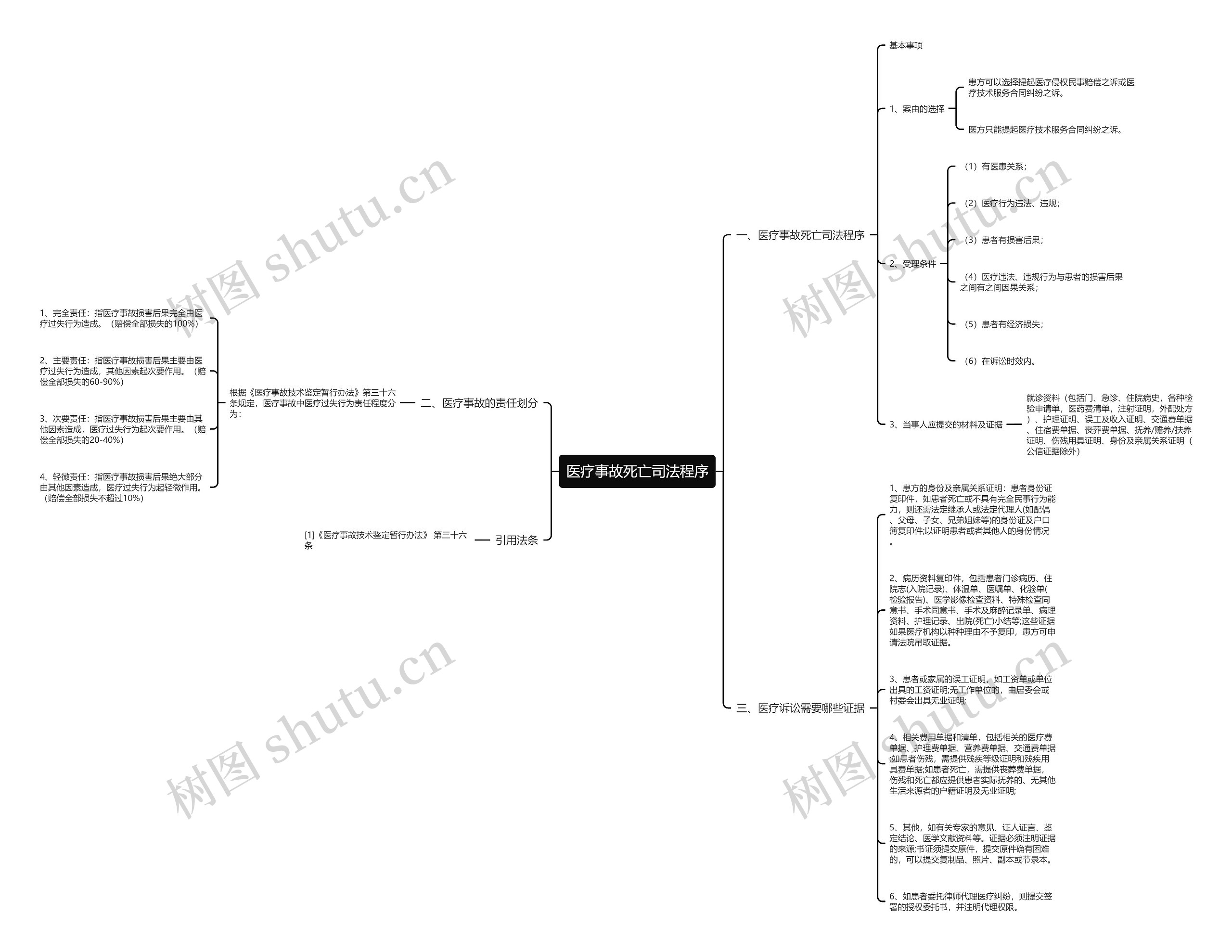 医疗事故死亡司法程序思维导图