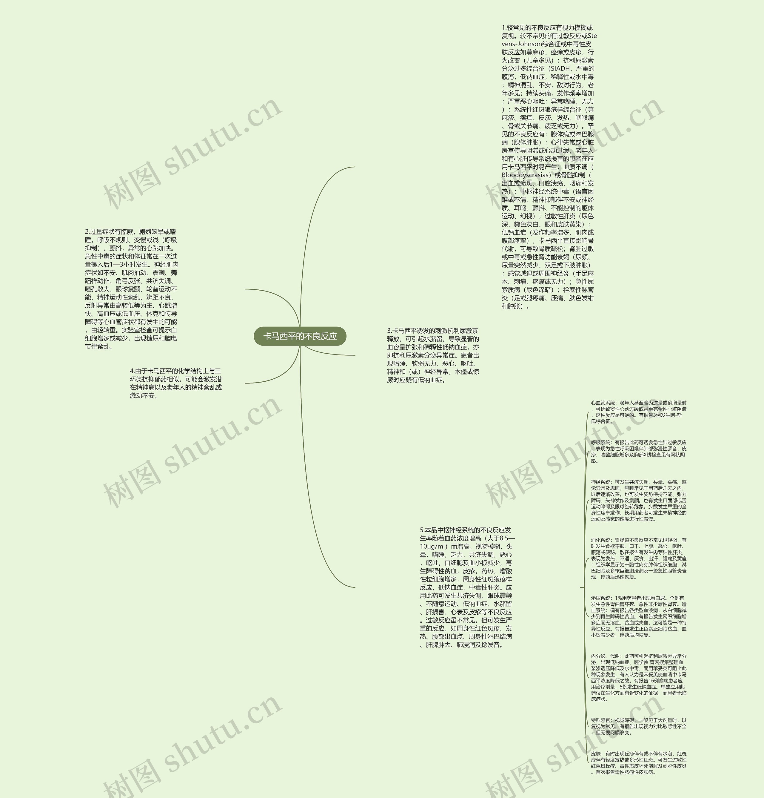 卡马西平的不良反应思维导图