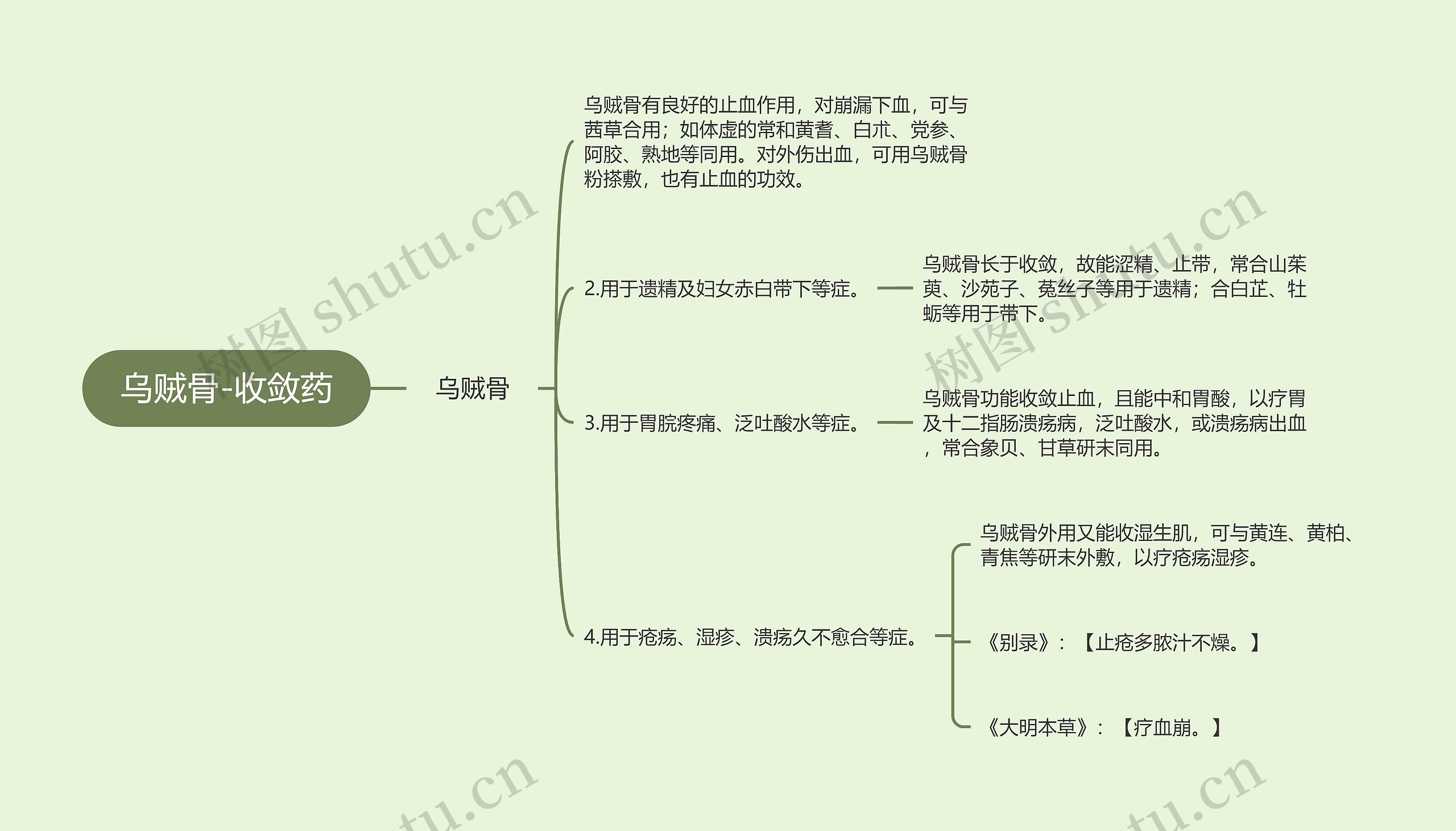 乌贼骨-收敛药思维导图