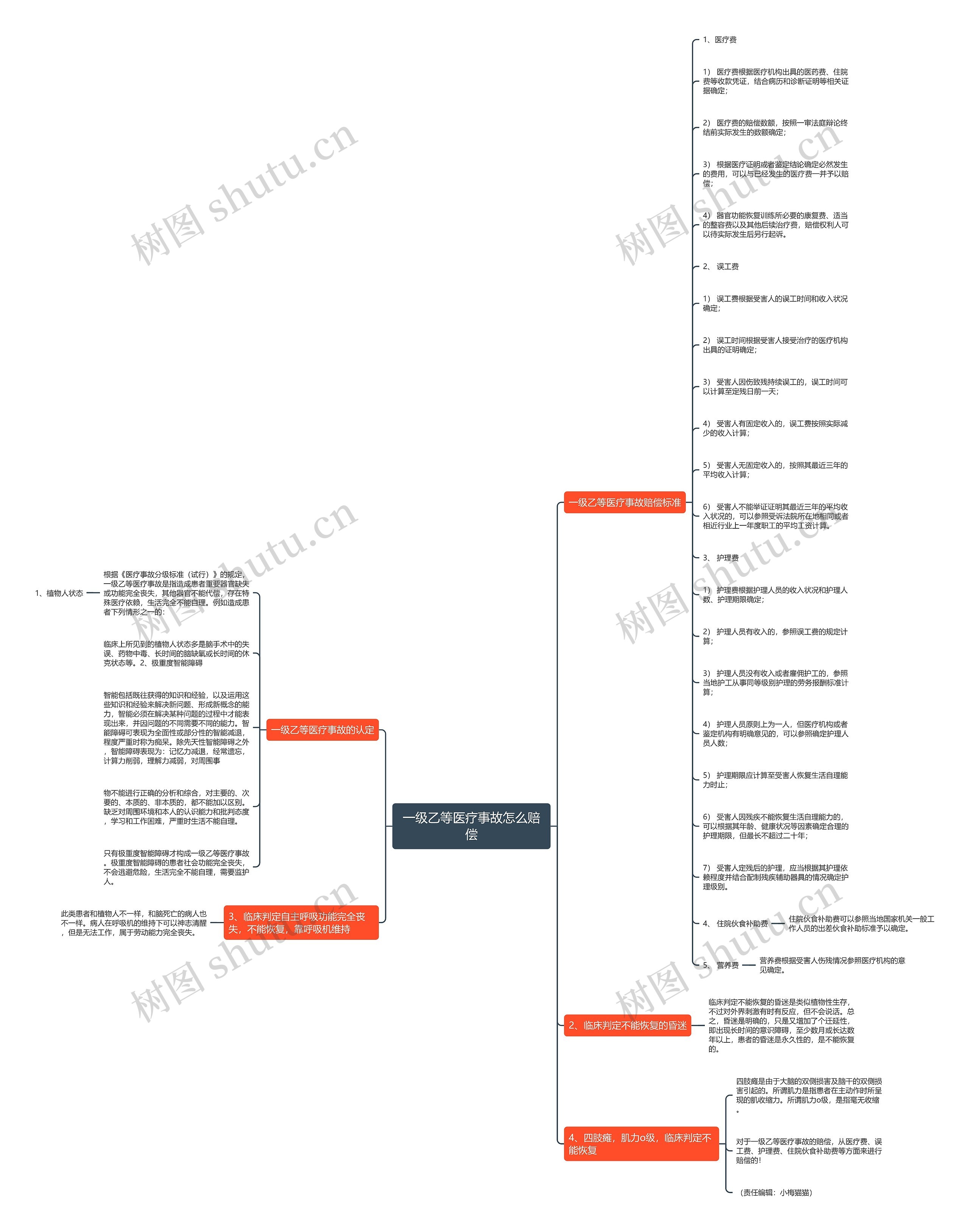一级乙等医疗事故怎么赔偿思维导图