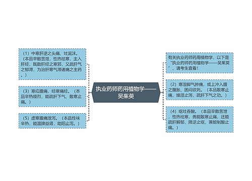 执业药师药用植物学——吴茱萸思维导图