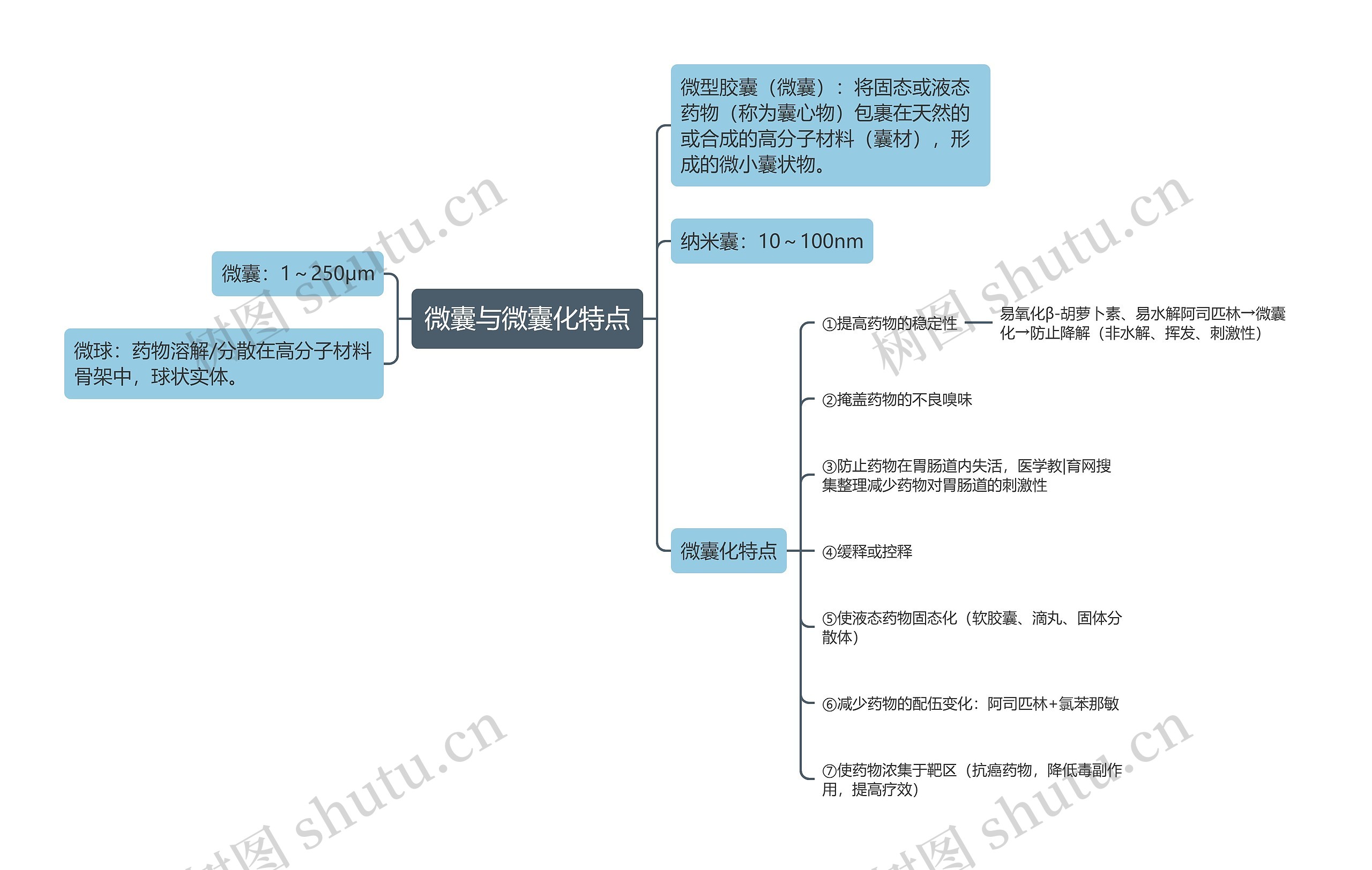 微囊与微囊化特点思维导图