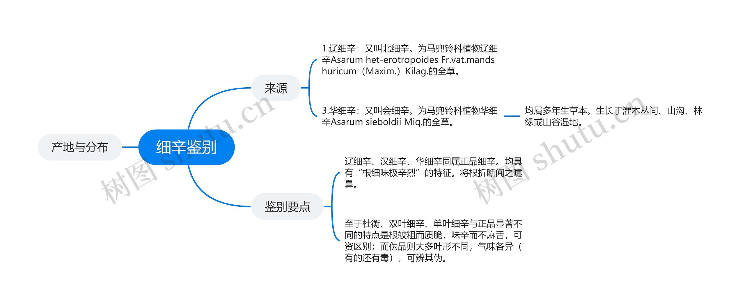 细辛鉴别思维导图