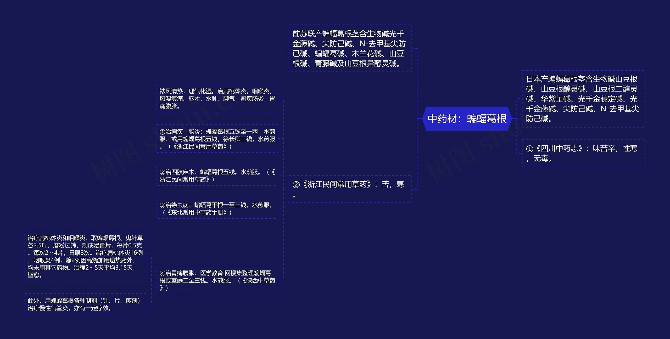 中药材：蝙蝠葛根思维导图