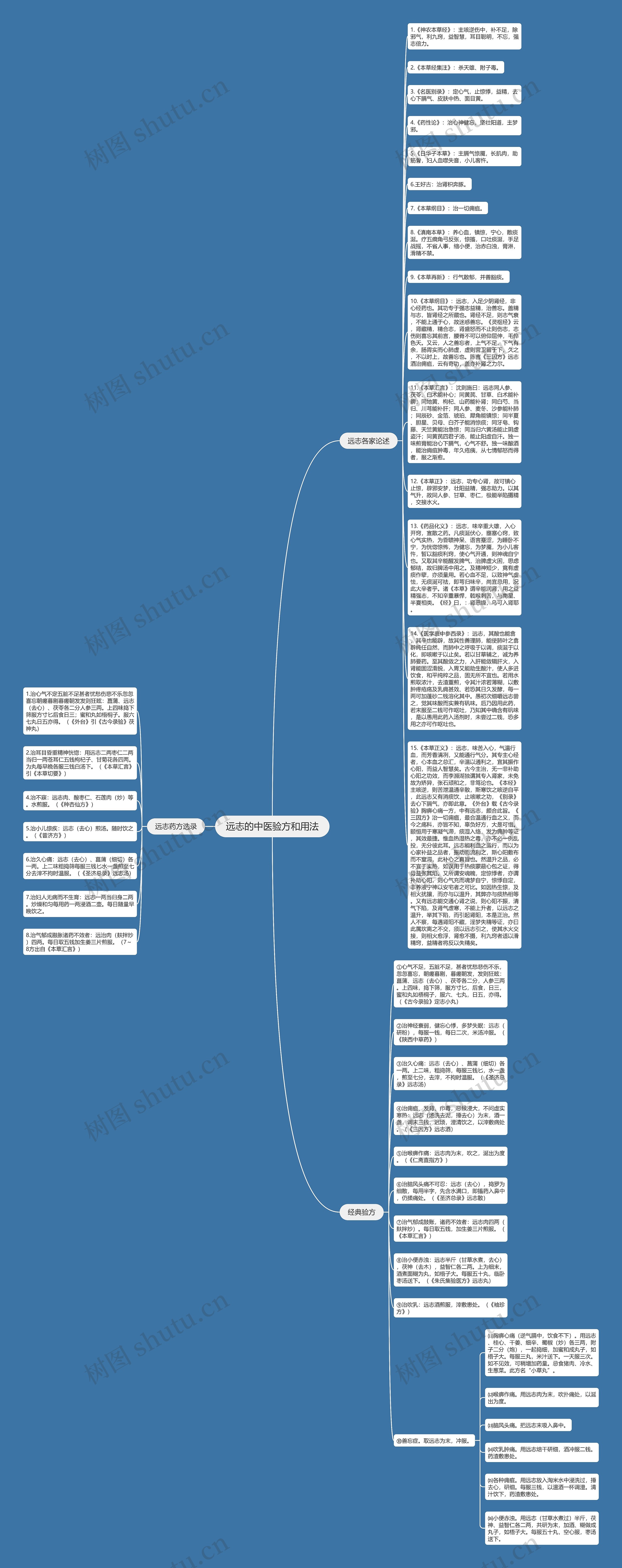 远志的中医验方和用法思维导图高清图 远志的中医验方和用法思维导图