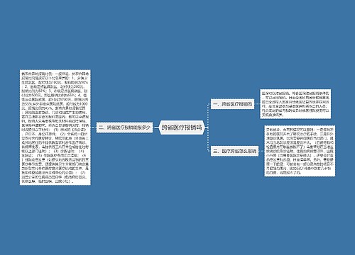 跨省医疗报销吗