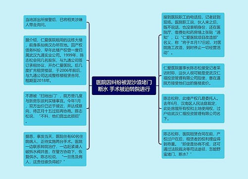 医院因纠纷被泥沙渣堵门断水 手术被迫转院进行