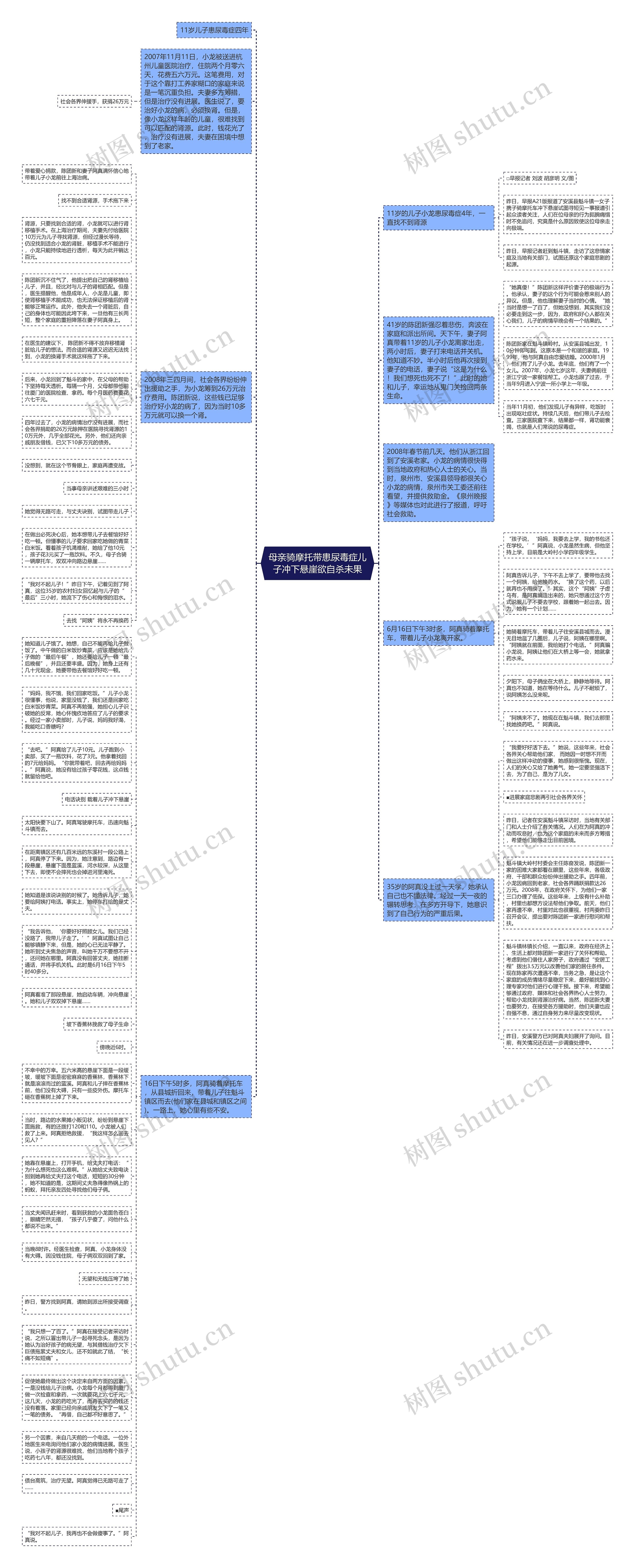 母亲骑摩托带患尿毒症儿子冲下悬崖欲自杀未果思维导图
