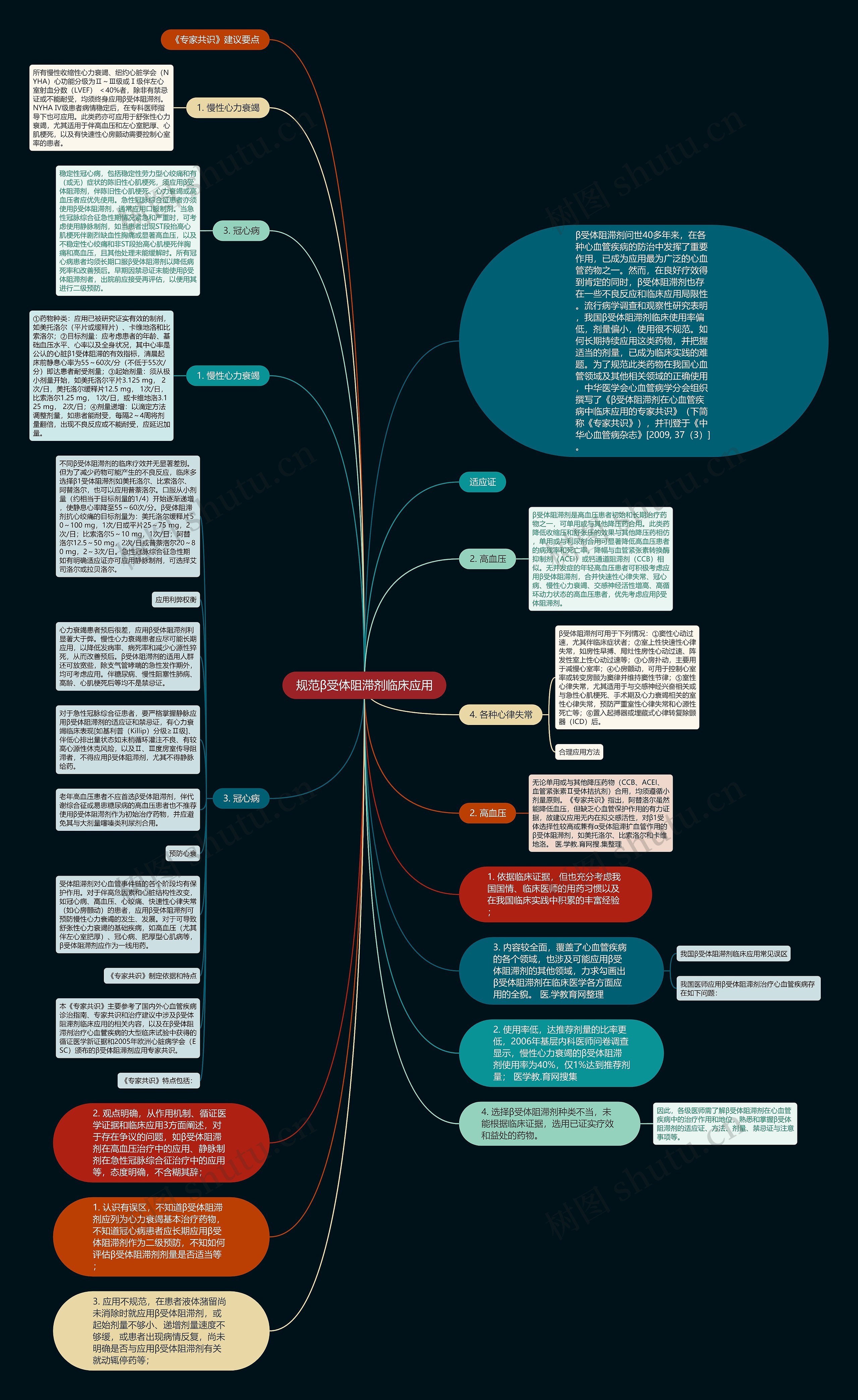 规范β受体阻滞剂临床应用思维导图