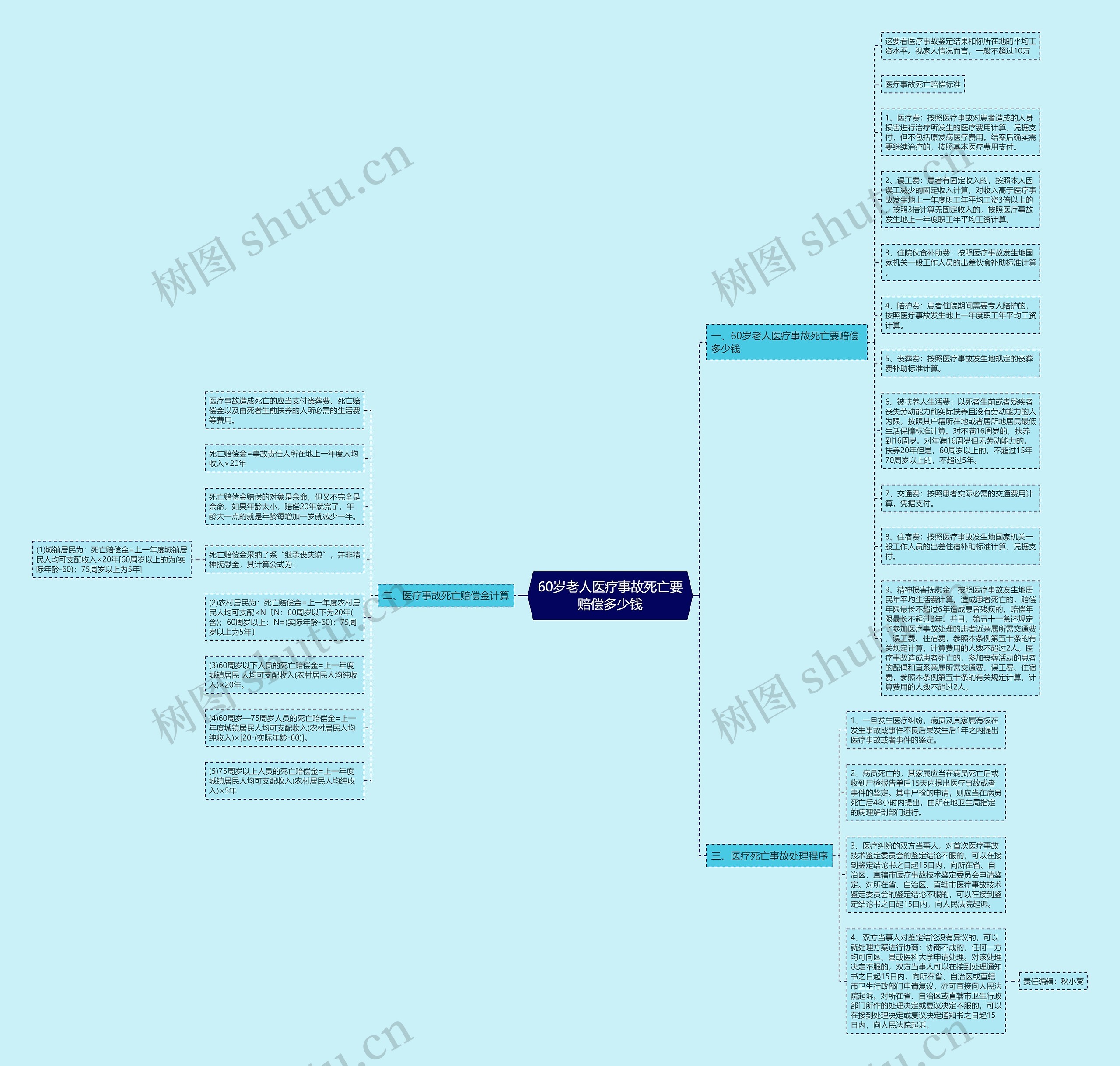60岁老人医疗事故死亡要赔偿多少钱思维导图高清图 60岁老人医疗事故死亡要赔偿多少钱思维导图