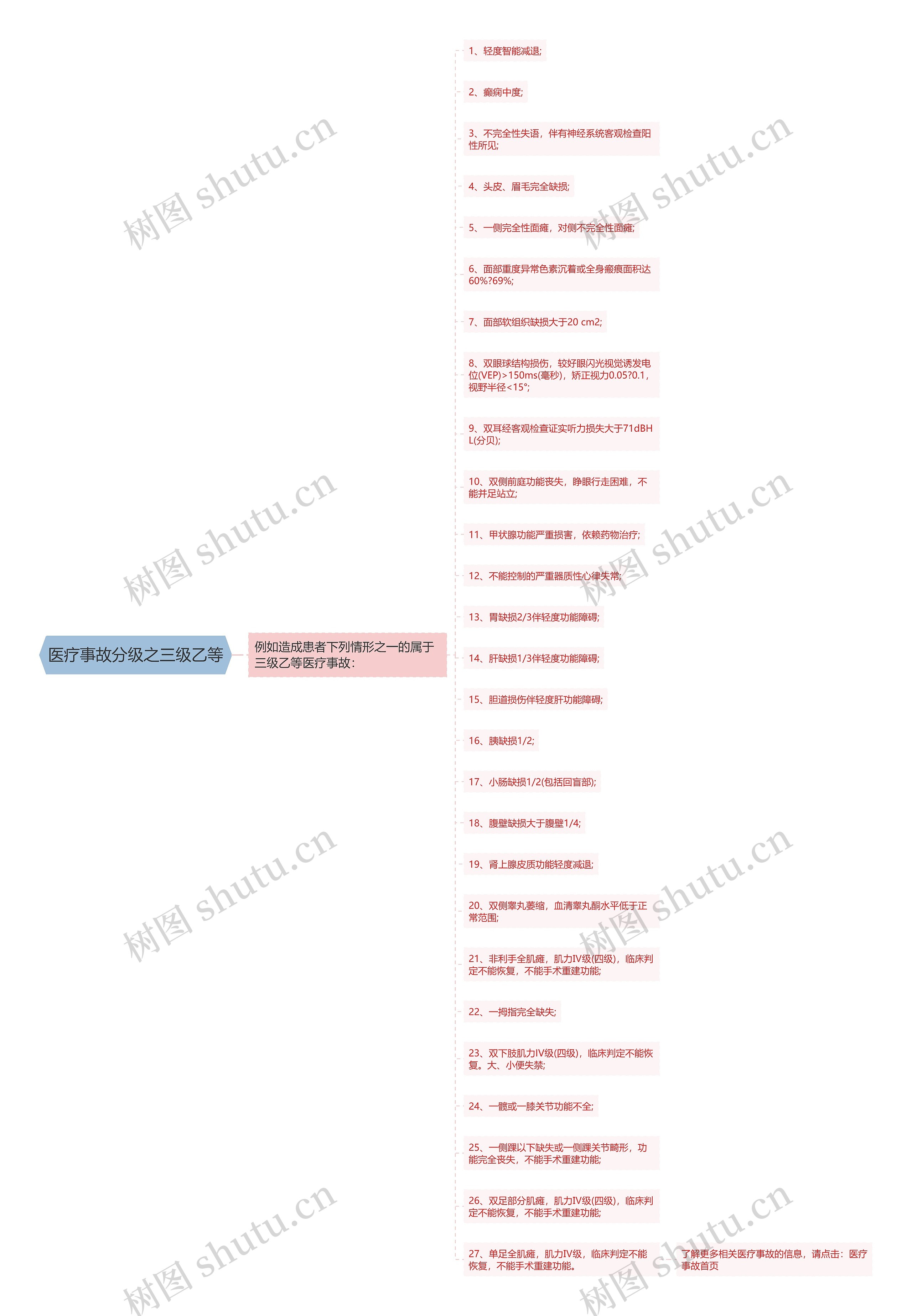 医疗事故分级之三级乙等思维导图