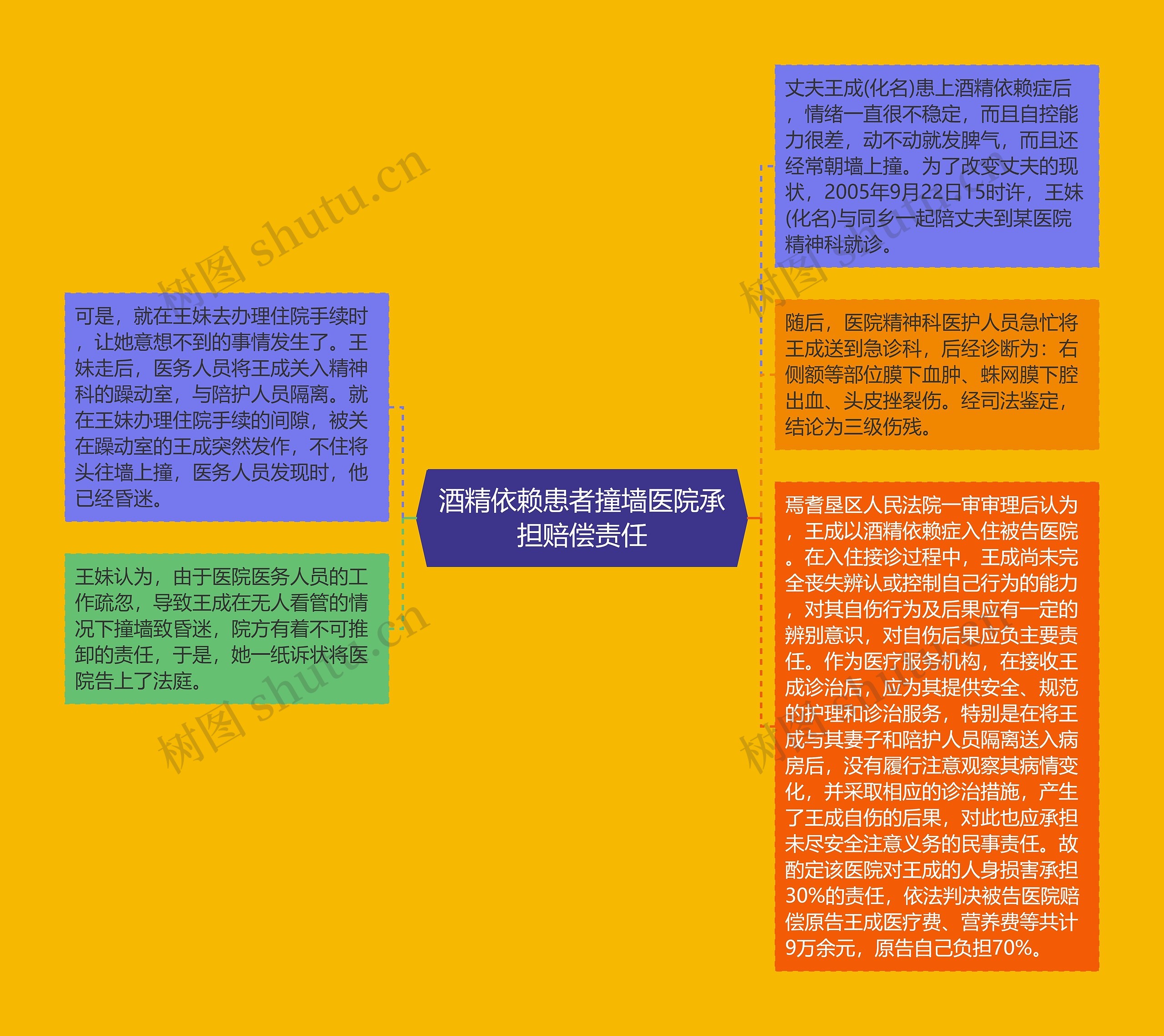 酒精依赖患者撞墙医院承担赔偿责任思维导图