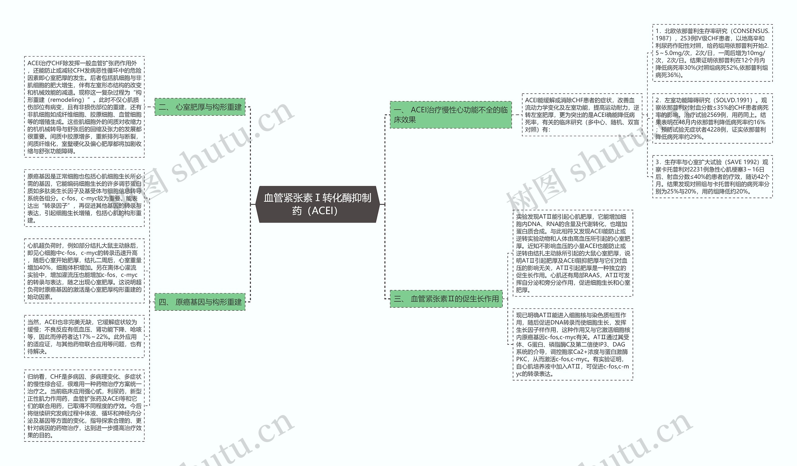 血管紧张素Ⅰ转化酶抑制药（ACEI）思维导图