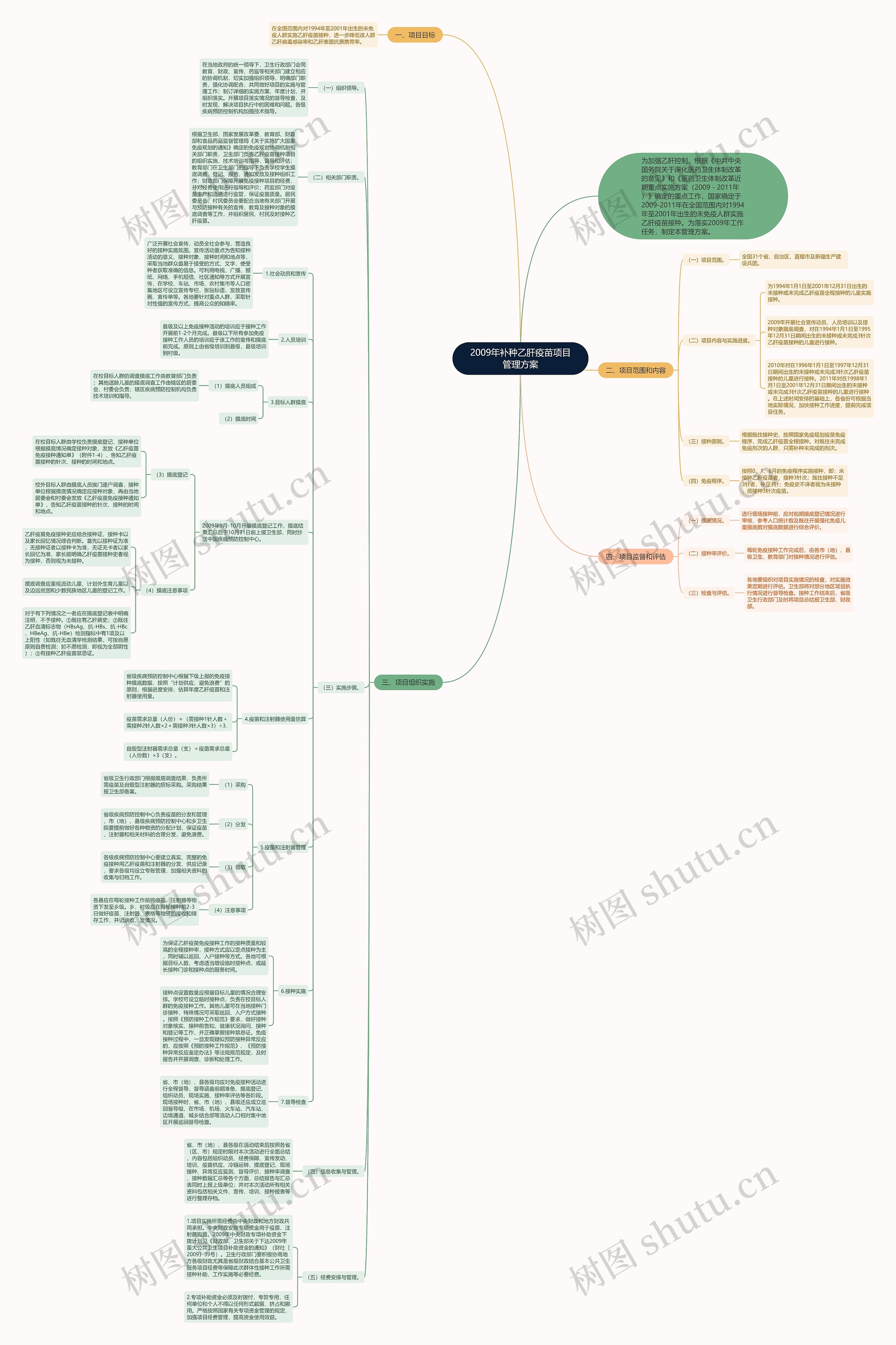 2009年补种乙肝疫苗项目管理方案思维导图