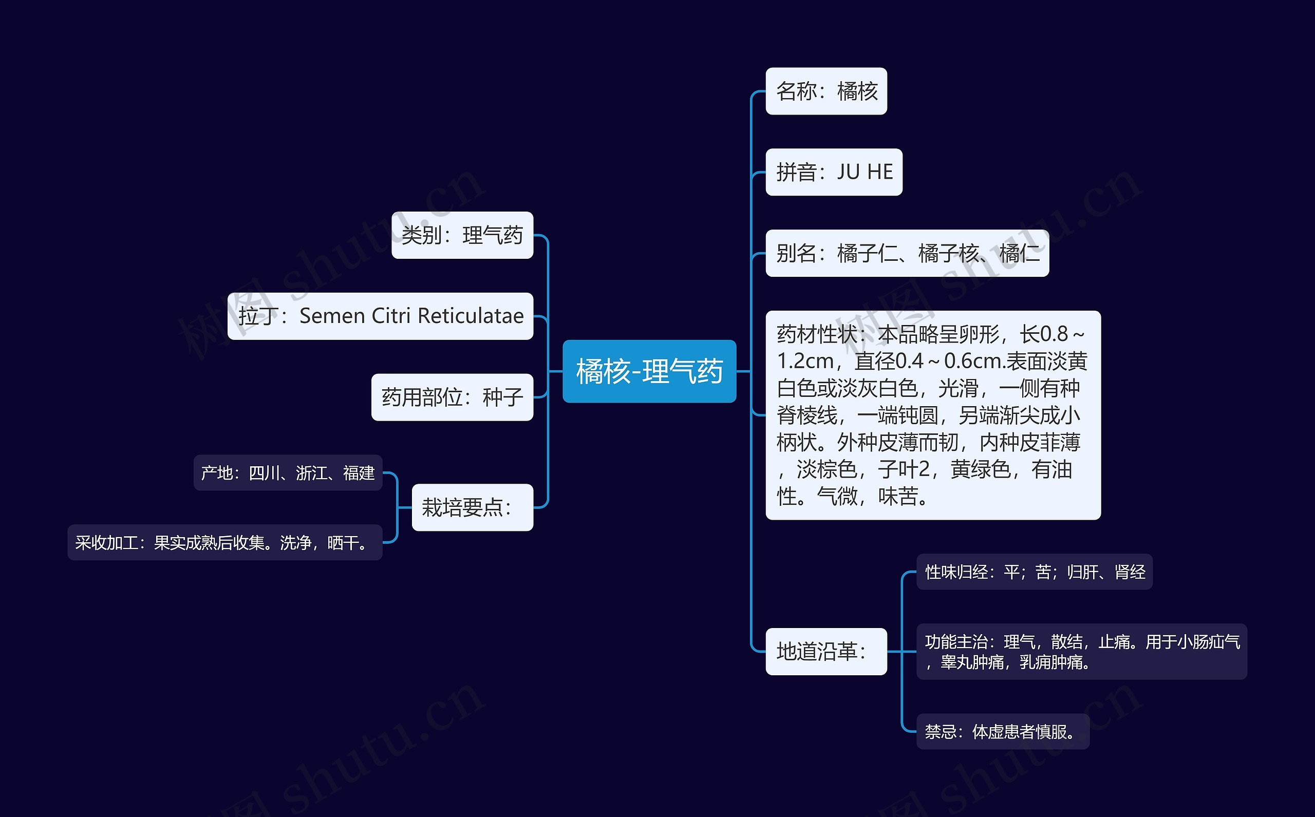 橘核-理气药思维导图