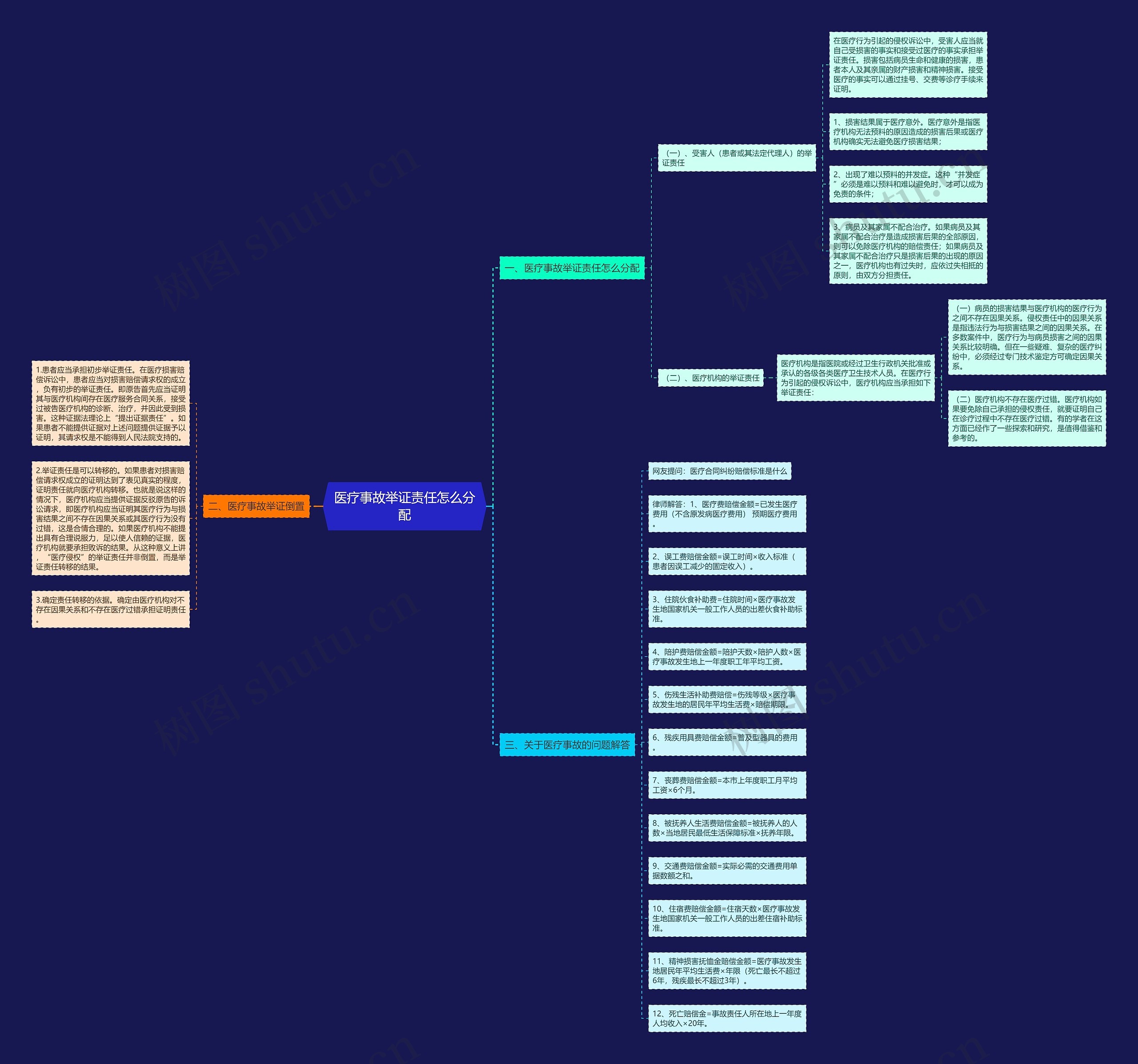 医疗事故举证责任怎么分配思维导图
