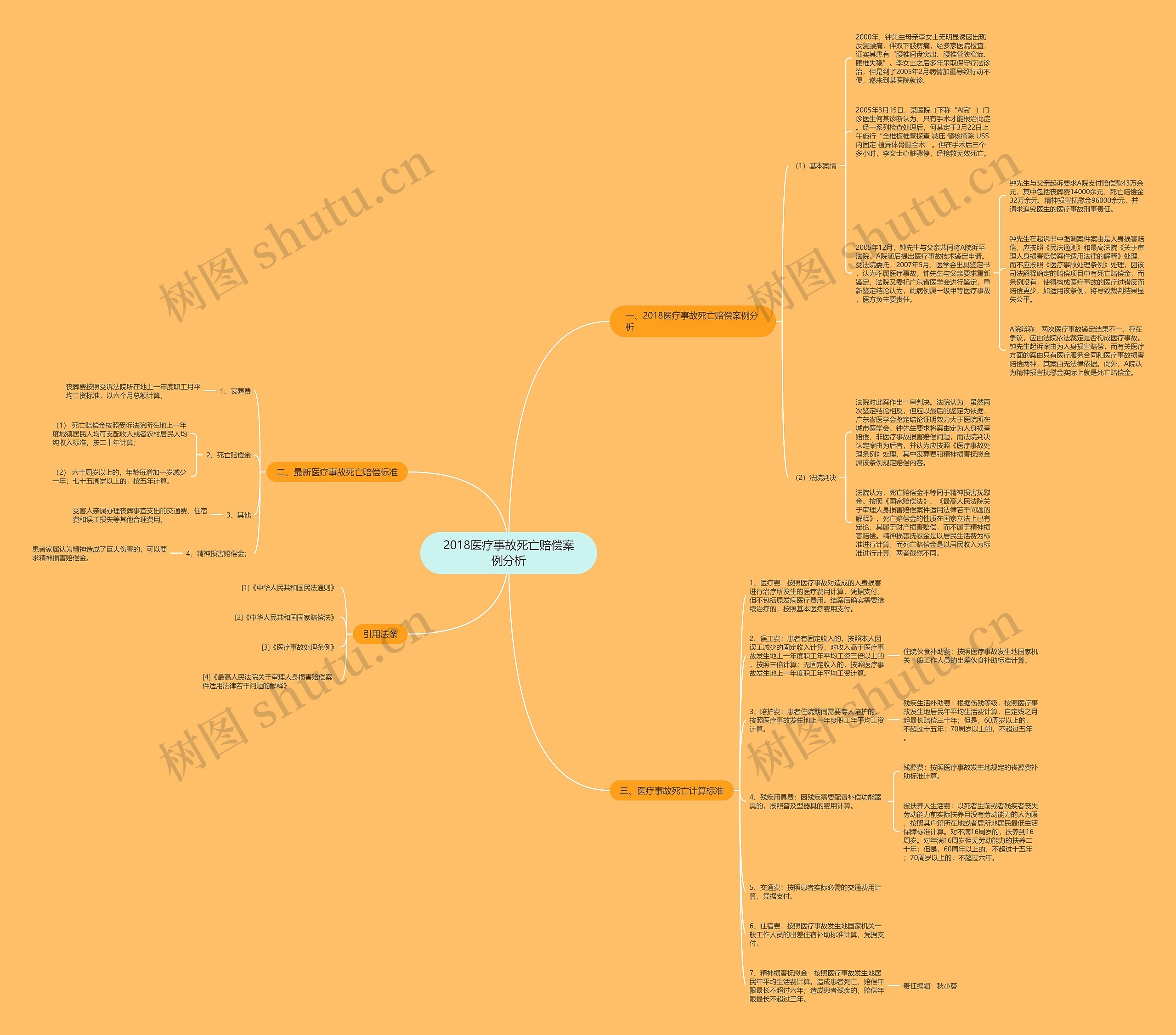 2018医疗事故死亡赔偿案例分析思维导图