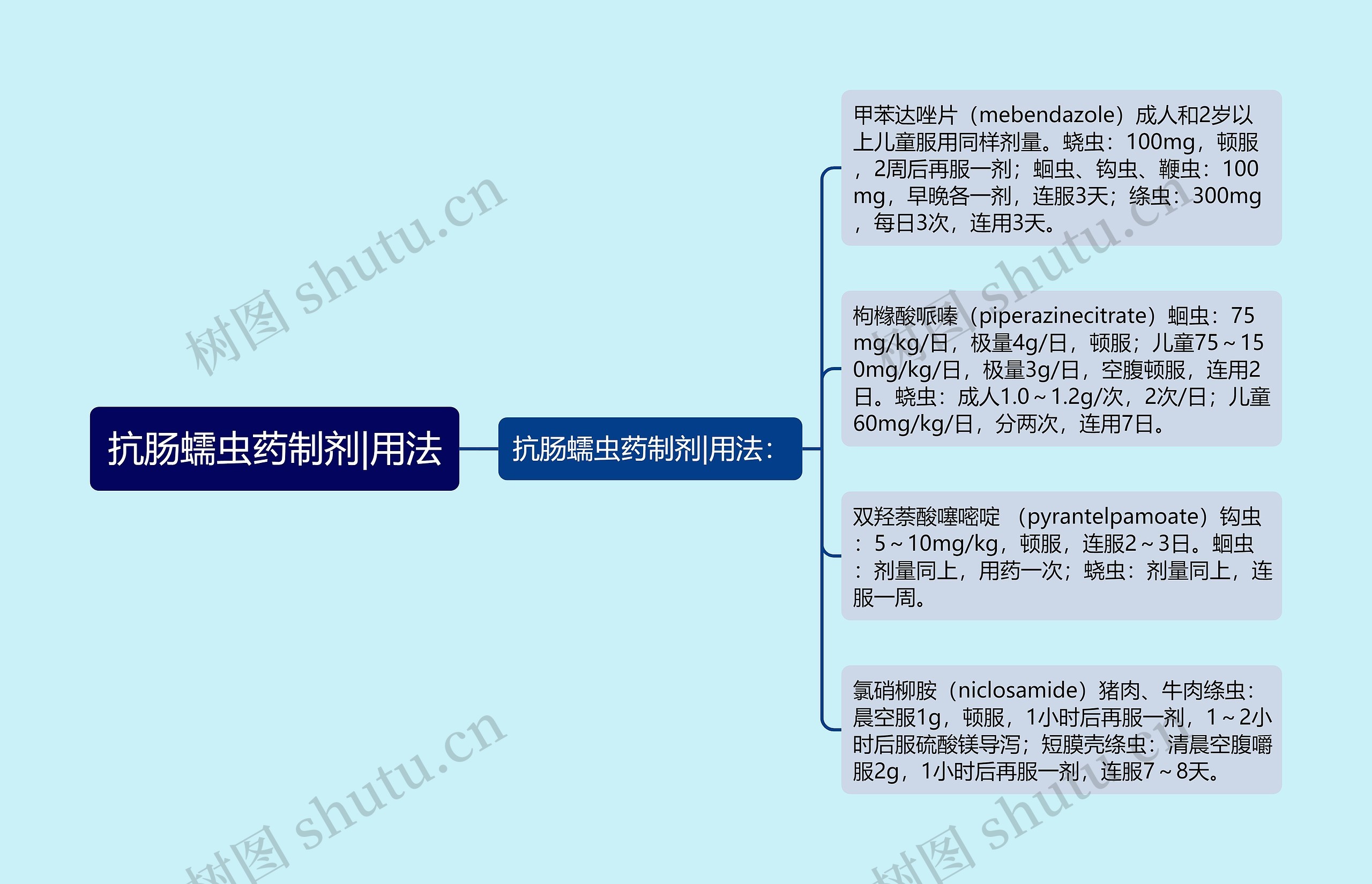 抗肠蠕虫药制剂|用法思维导图