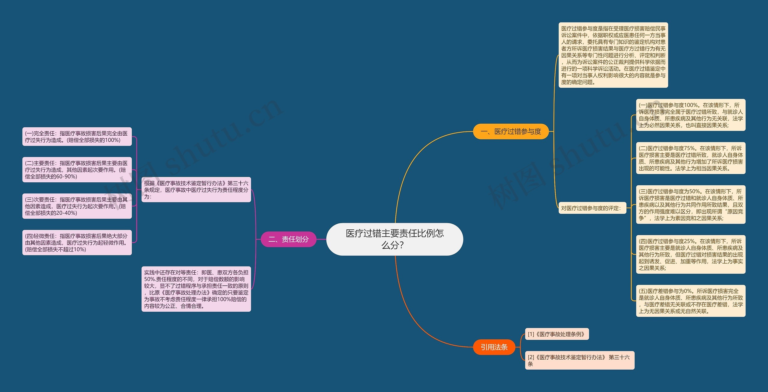 医疗过错主要责任比例怎么分？思维导图