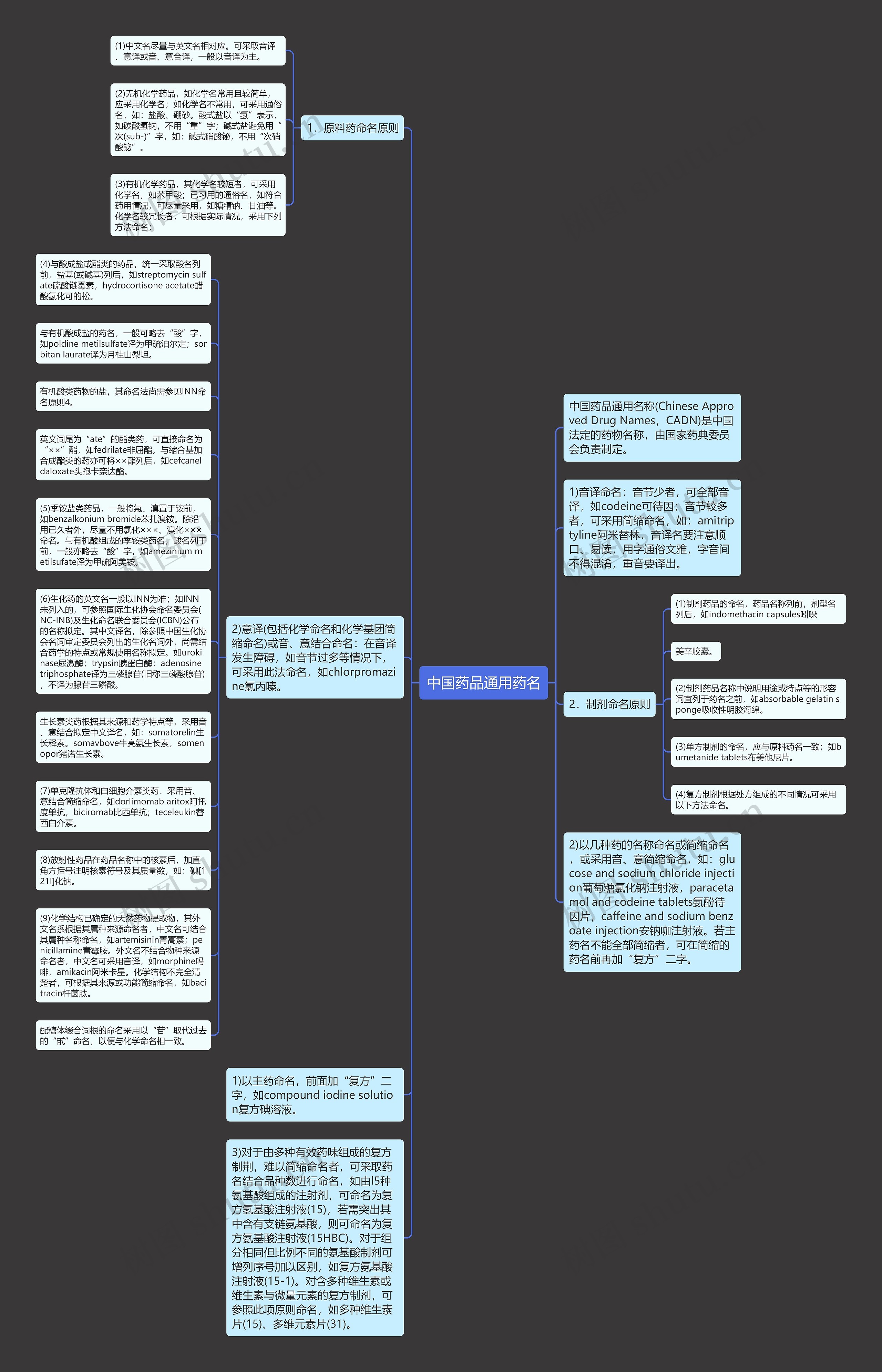 中国药品通用药名思维导图