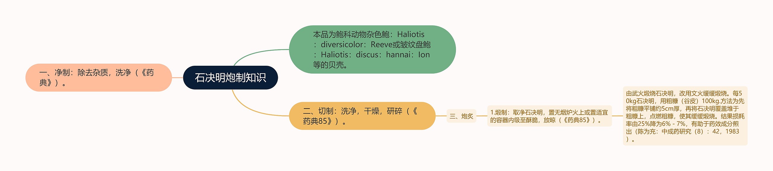 石决明炮制知识思维导图