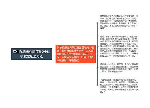 医生称患者心脏停跳2小时被救醒创造奇迹