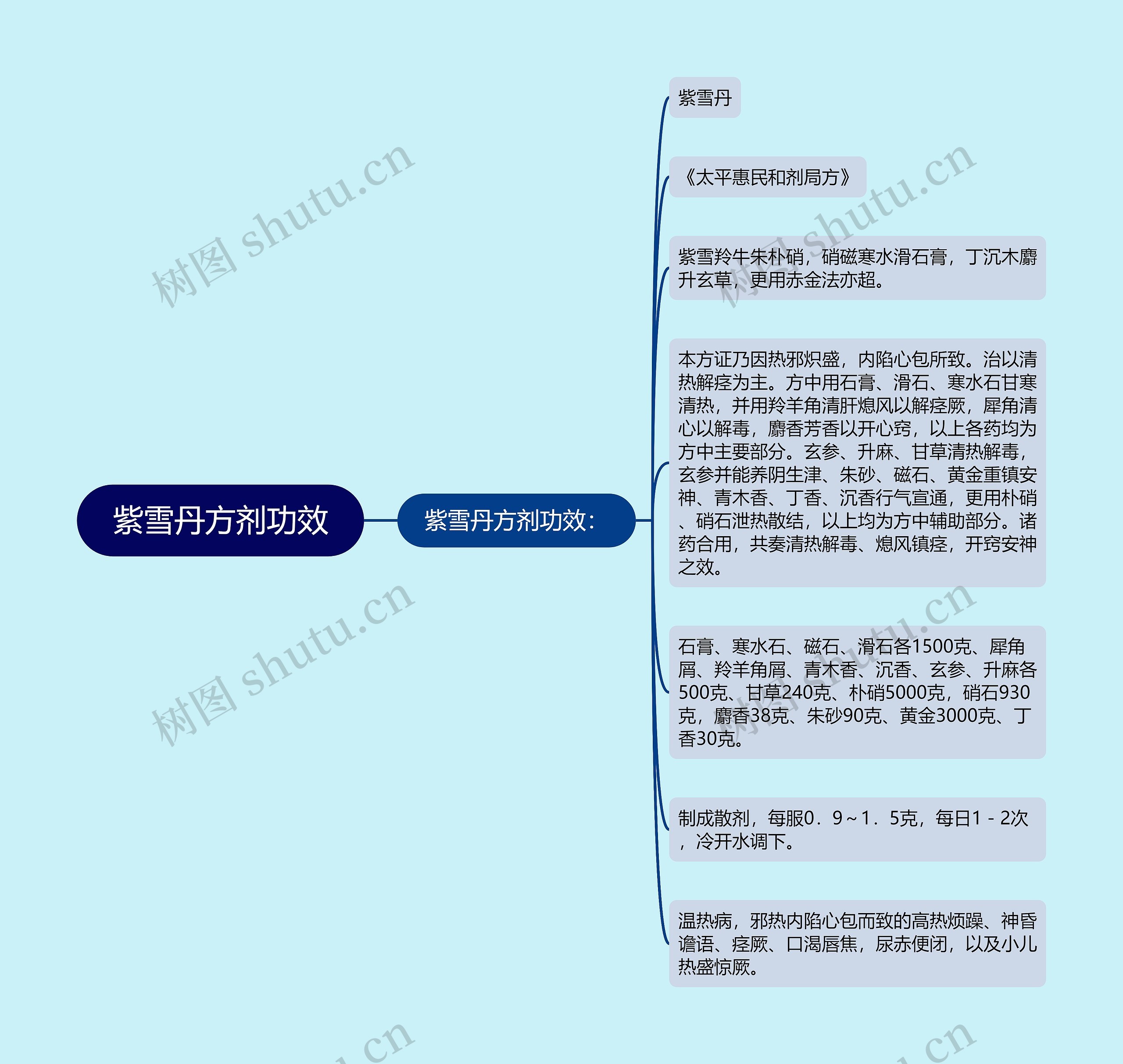 紫雪丹方剂功效思维导图