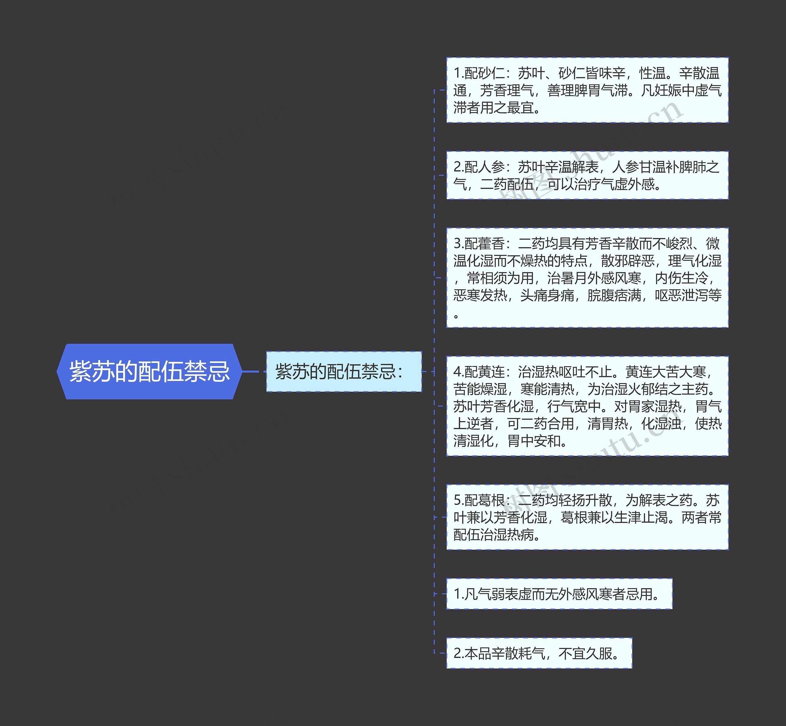 紫苏的配伍禁忌思维导图