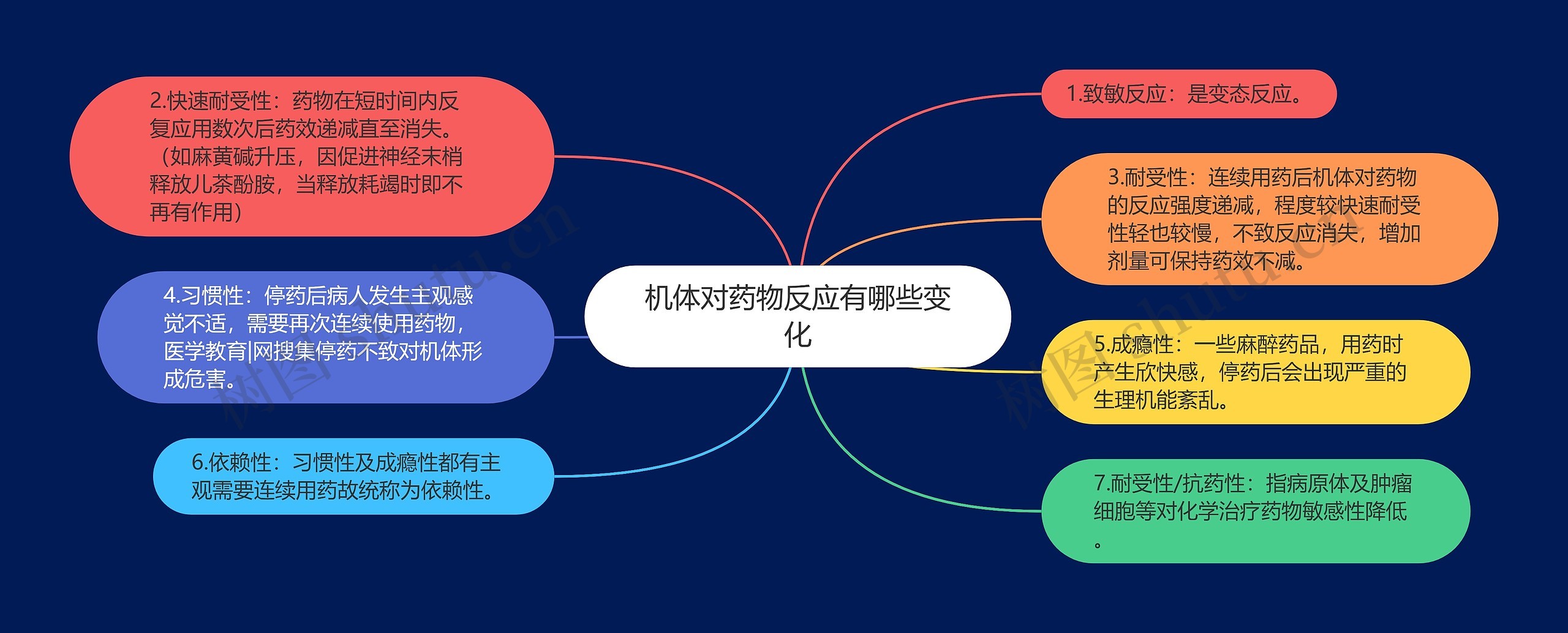 机体对药物反应有哪些变化思维导图