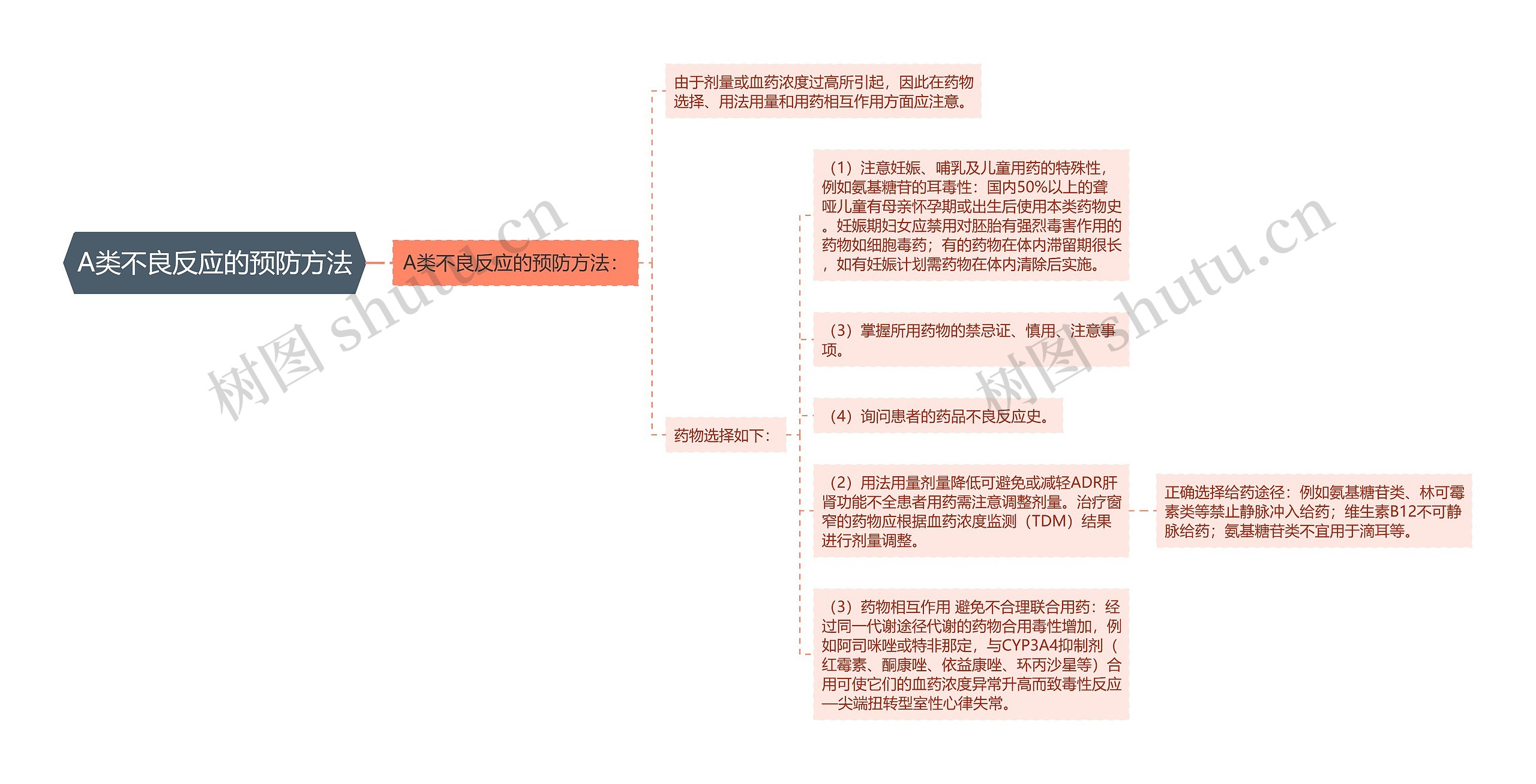 A类不良反应的预防方法思维导图