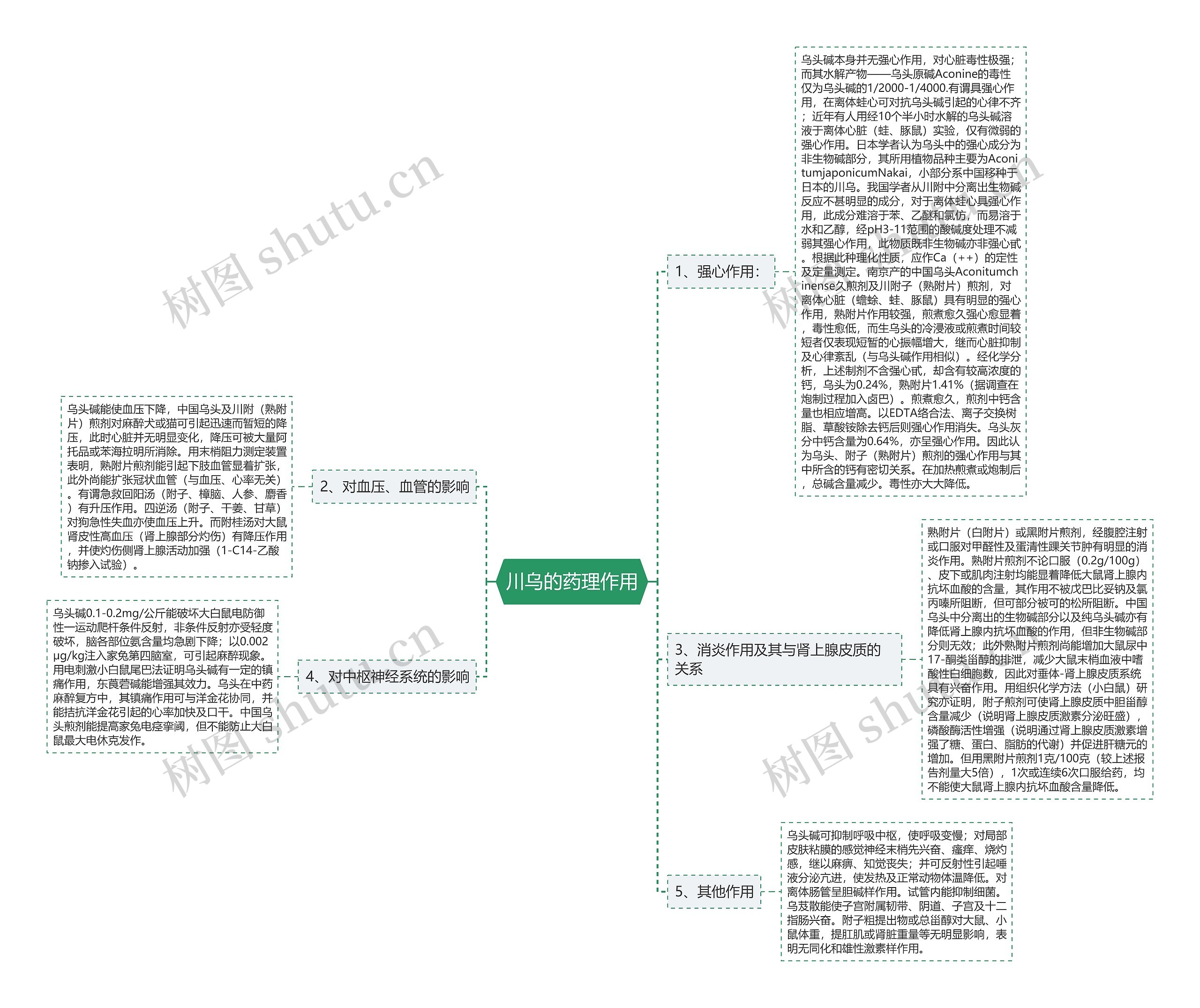 川乌的药理作用思维导图