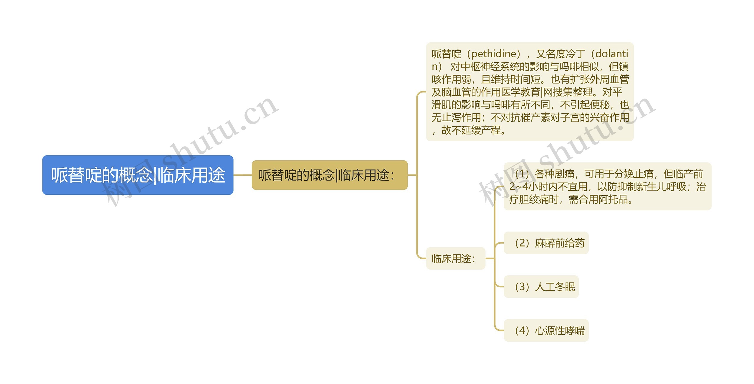 哌替啶的概念|临床用途思维导图