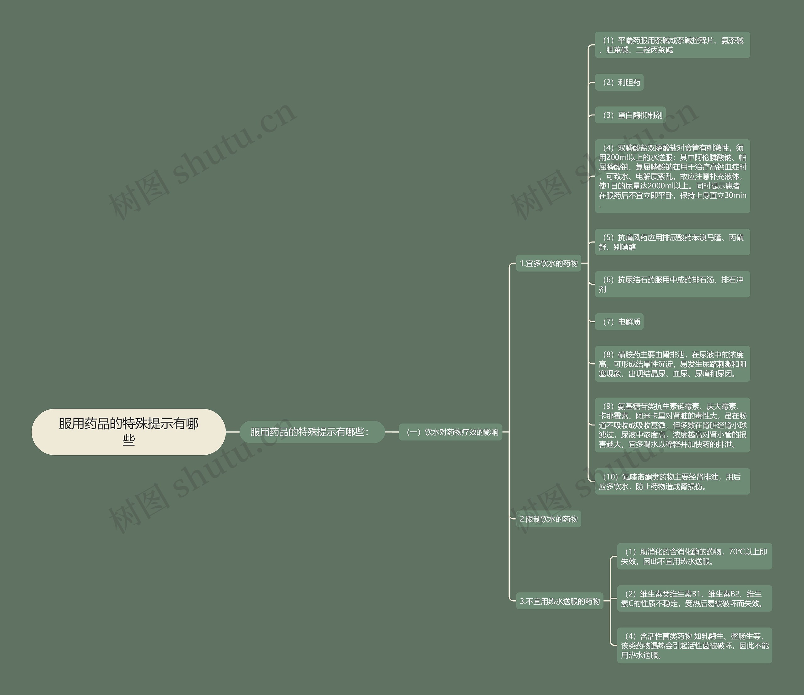 服用药品的特殊提示有哪些思维导图