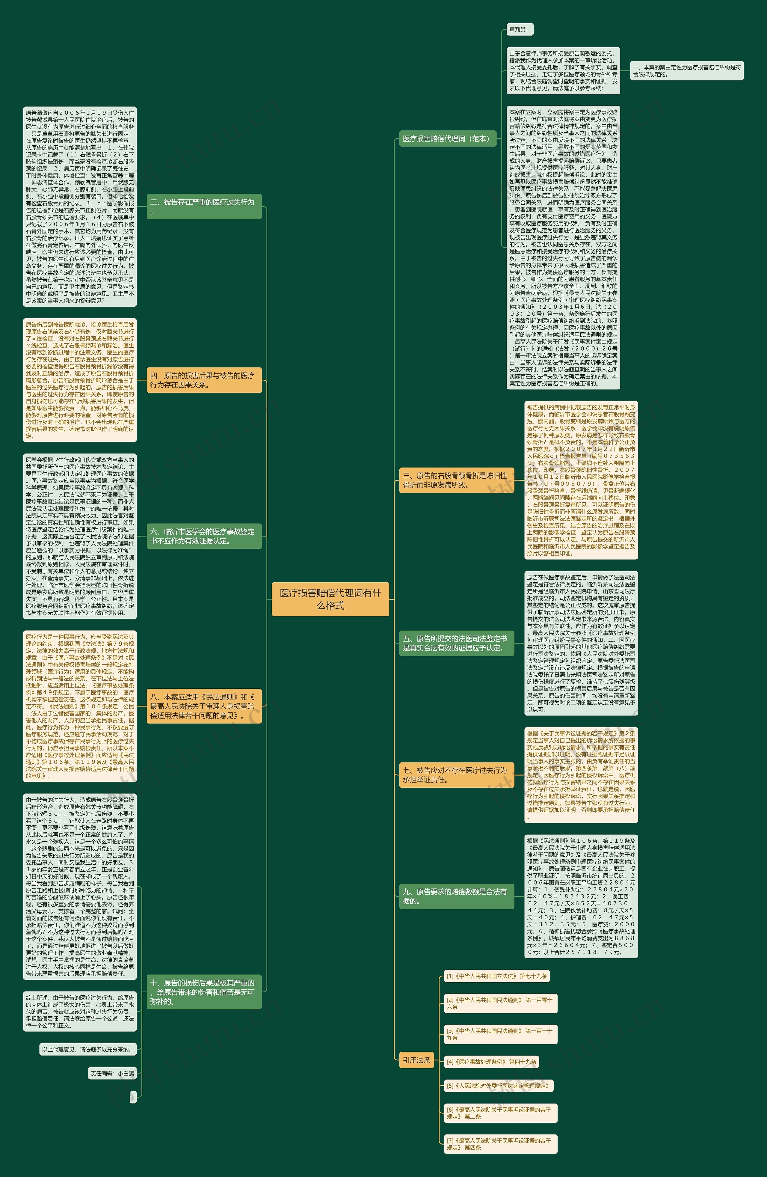 医疗损害赔偿代理词有什么格式思维导图